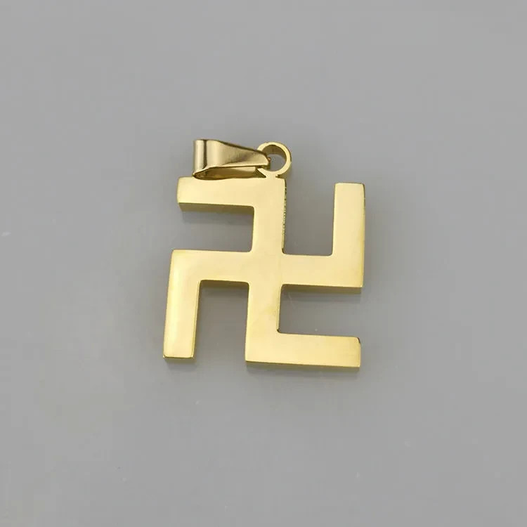 Titanium Steel Hindu Swastika Pendant Blessing Necklace Chain Amulet