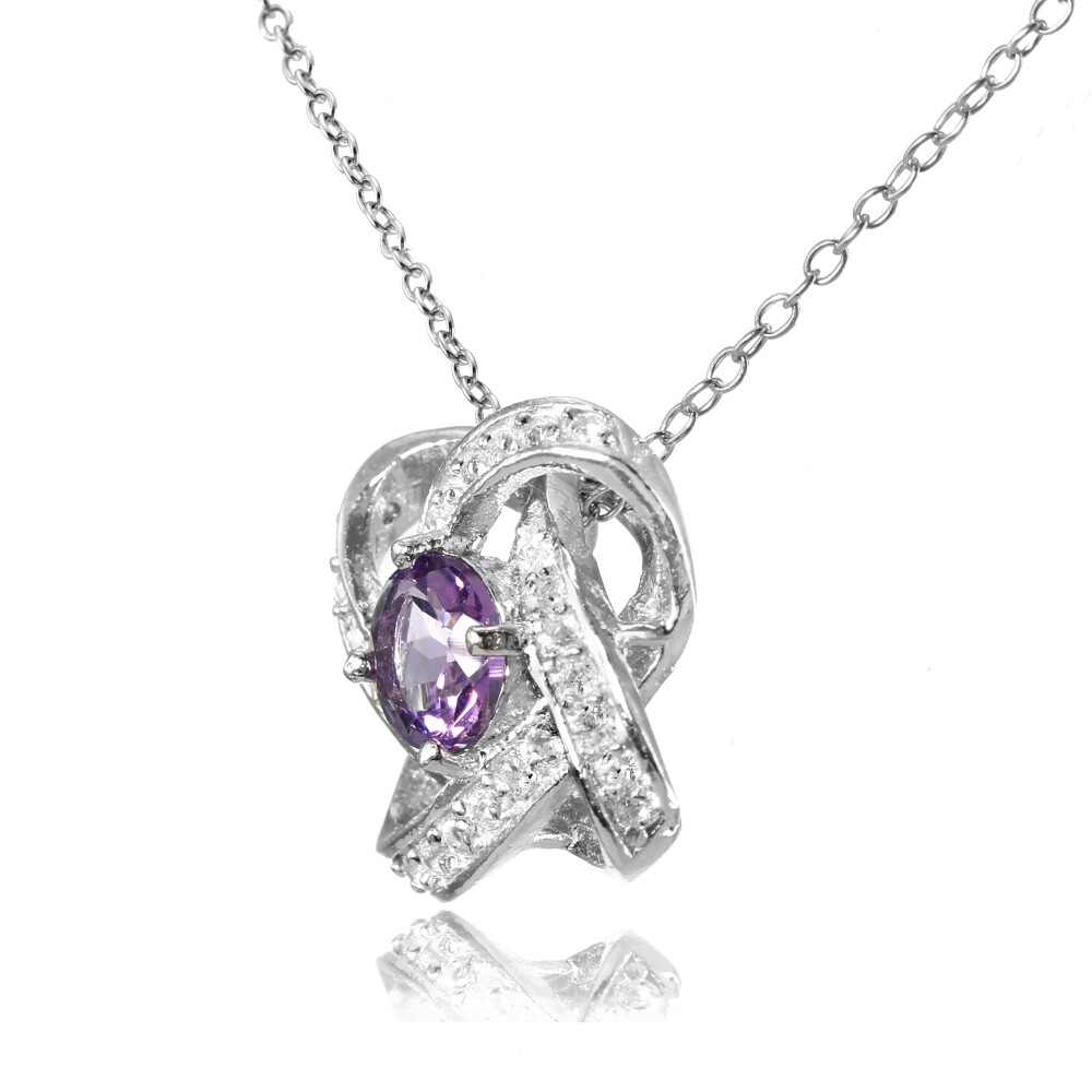 Sterling Silver Birthstone Gemstone Love Knot Necklace