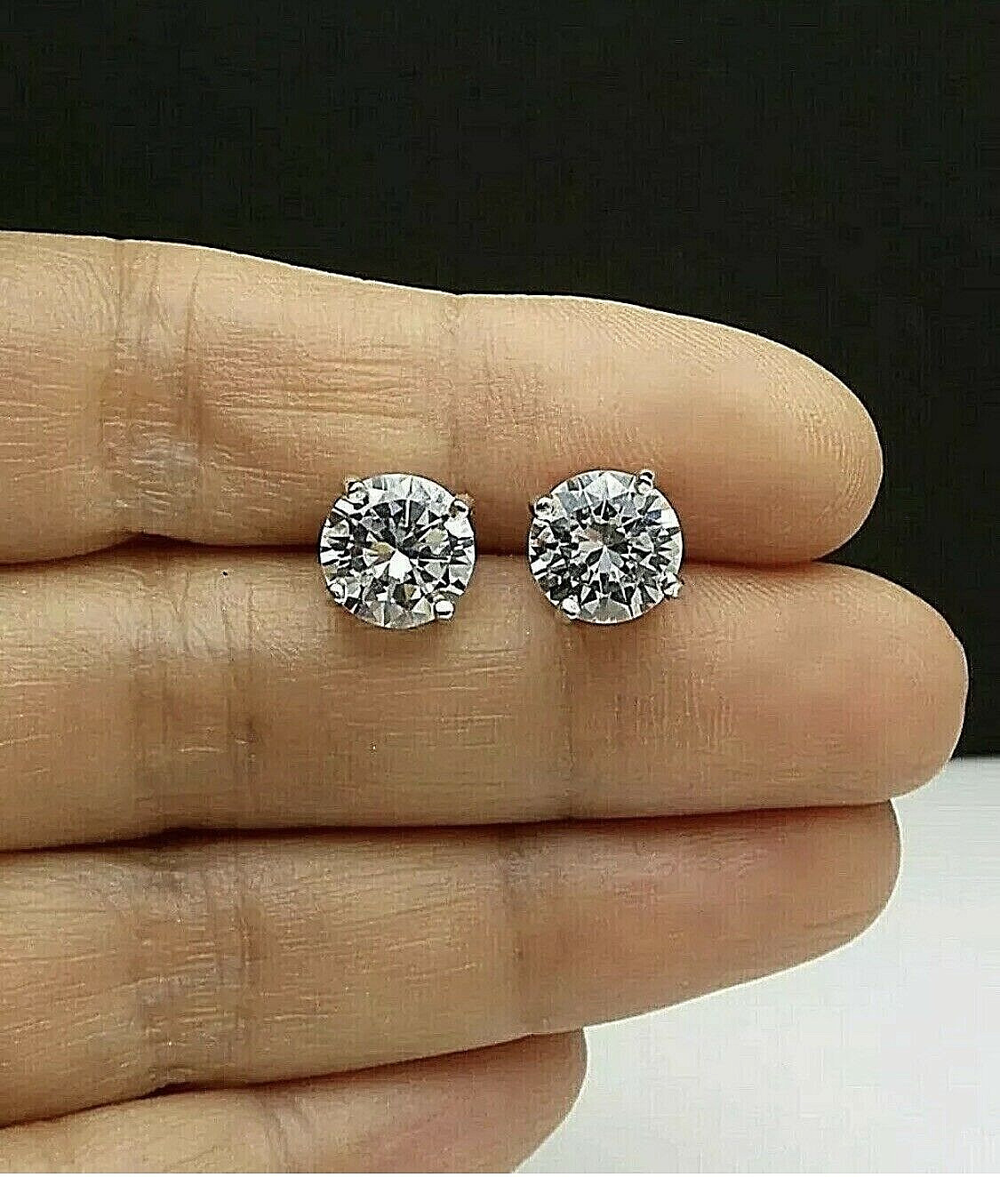 6 Ct Round Cut VVS1/D GRA Certified Moissanite Stud Earrings 14k White Gold 9mm