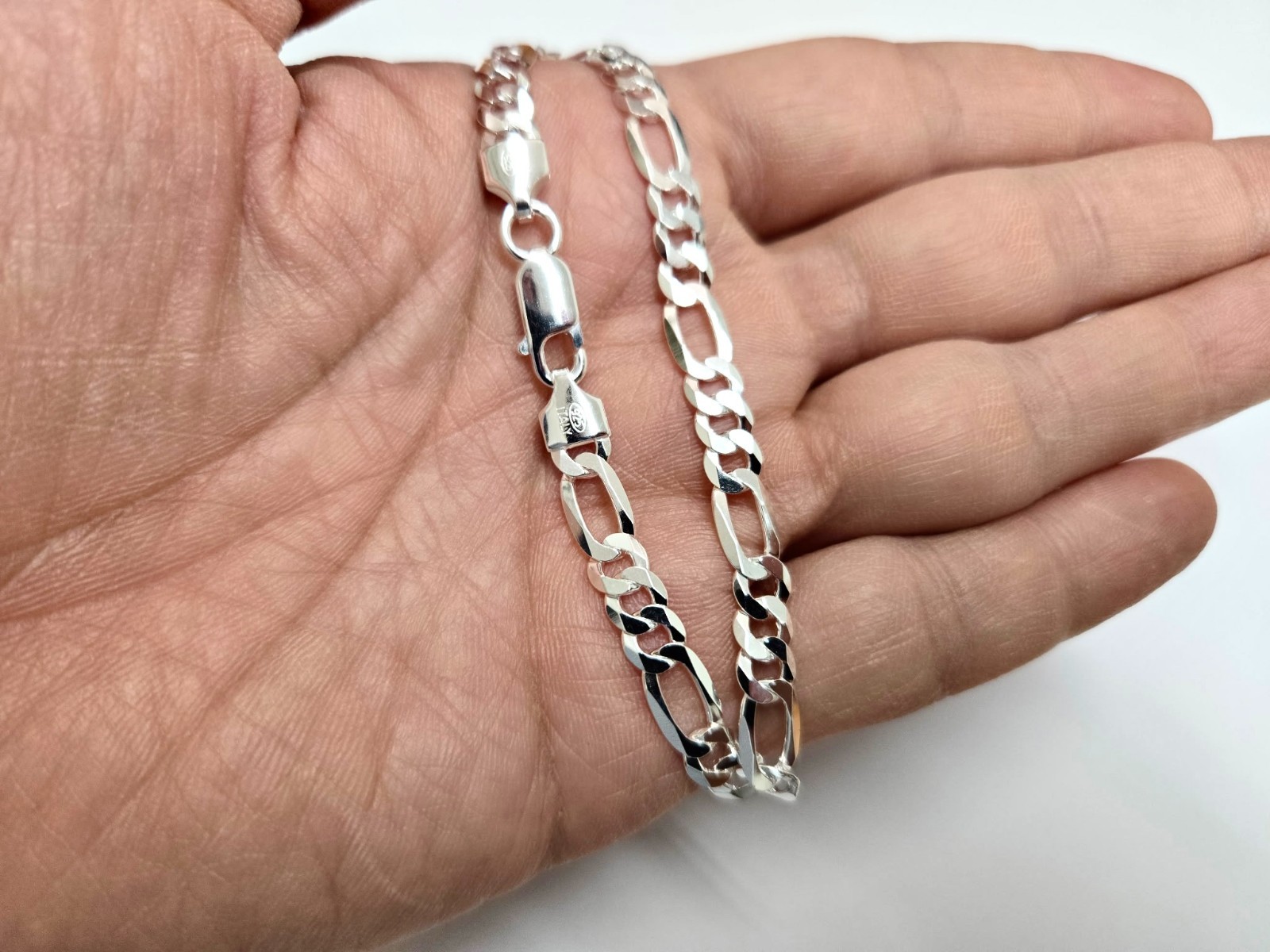 925 Sterling Silver Thin Flat Figaro Link Chain Necklace Bracelet 6mm 7″ to 30″