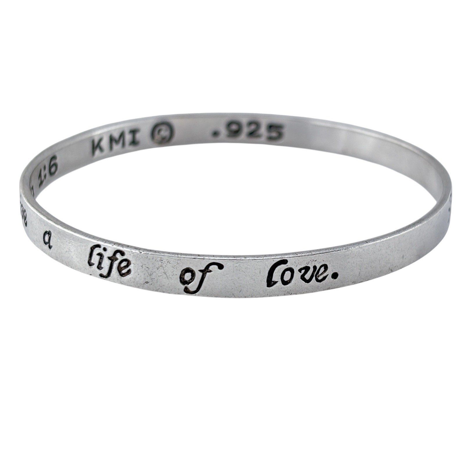 Vintage Sterling Silver 925 Bible Verse Bangle 2 John 1:6 8″