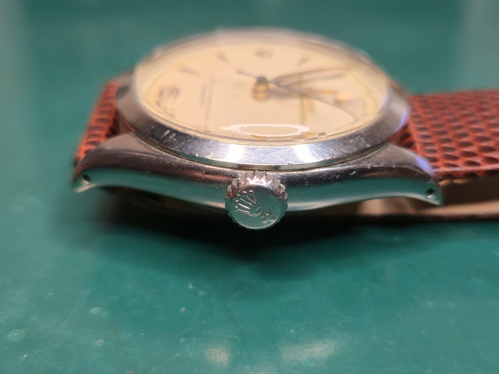Rolex Big Bubbleback Oyster Perpetual Ref. 6284 Wristwatch 1950s Vintage 34mm