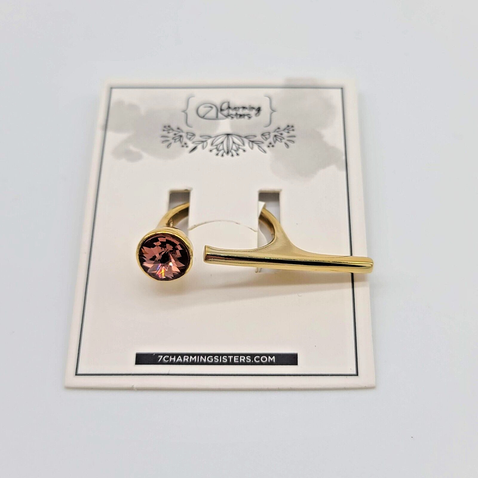 7 Charming Sisters “Smooth Operator” Shiny Yellow Gold & Lavender Crystal Ring 8