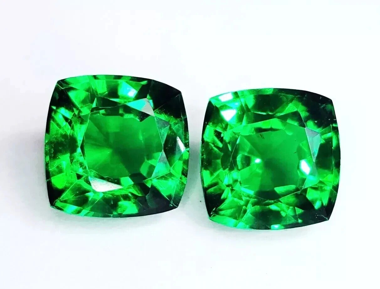 Natural Colombian Emerald Pair 18-20Ct Cushion Cut Loose Gemstone CERTIFIED