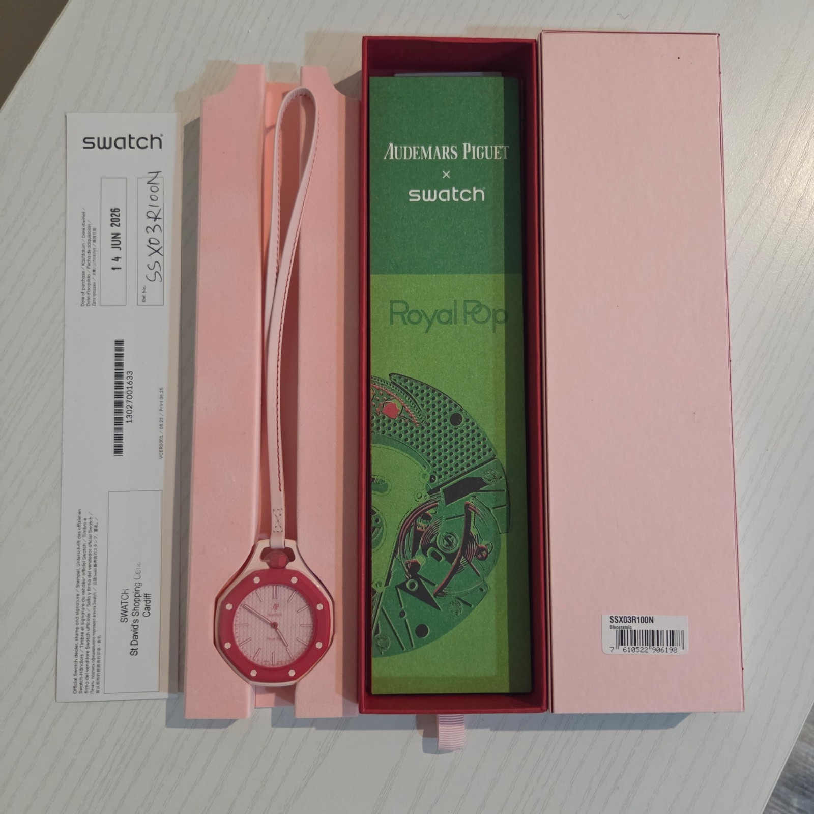 Audemars Piguet x Swatch Royal Pop Otto Rosso Pink Bioceramic Quartz Pocketwatch