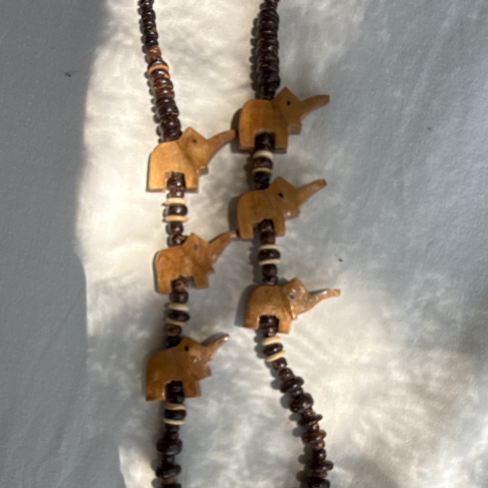 Vintage African Wooden Elephant 11″ Necklace