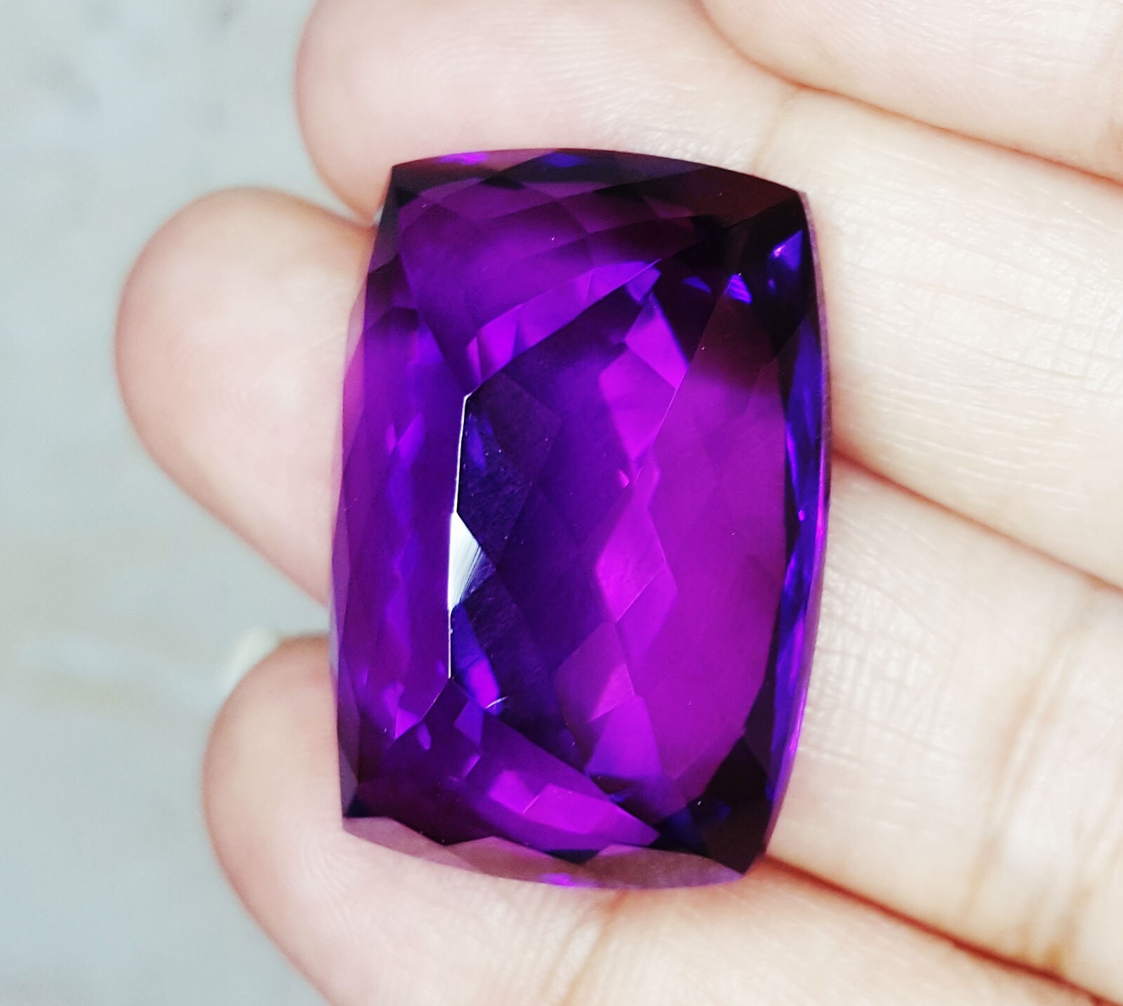 Natural Violet Amethyst 52 Ct Certified Loose Gemstone Untreated Cushion G107