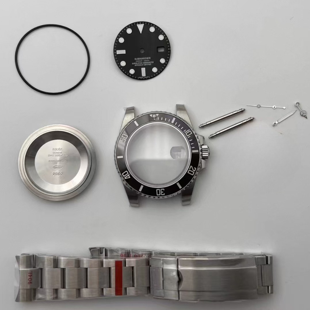 DIY Watch Part Kit for R Date Black SUB 3135 40mm Watch SS Case+Dial+Hands+Strap
