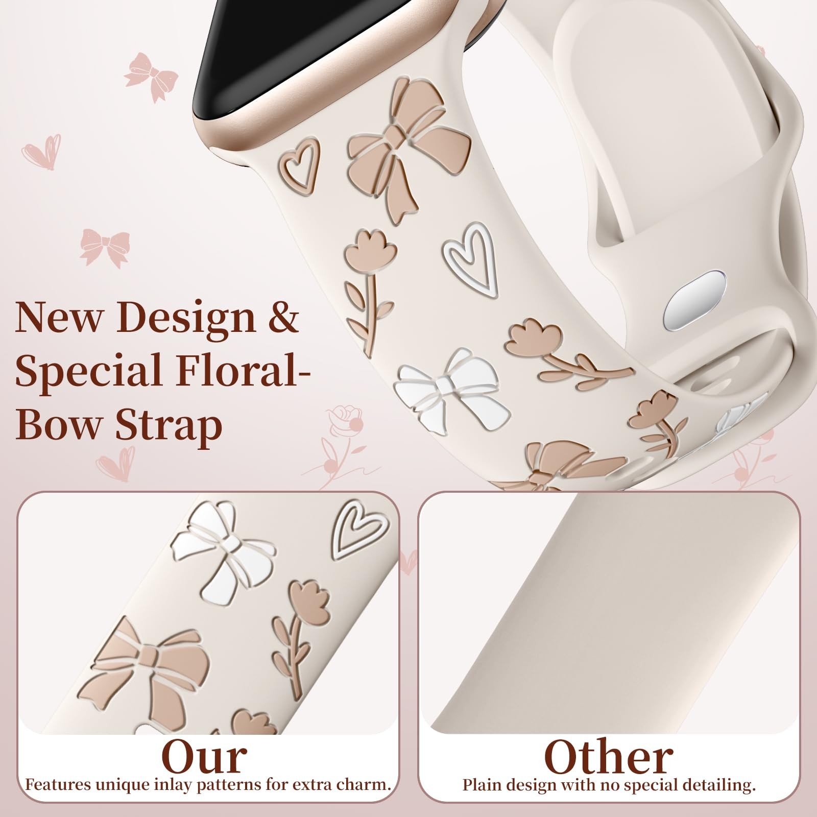 Lerobo Floral Band 38mm/40mm/41mm/(42mm-Series 11 10), Bow Starlight