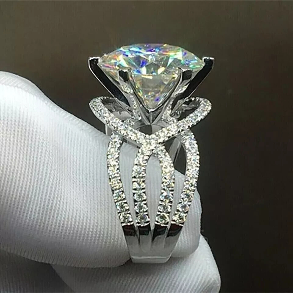 3 Ct Round Lab-Created Diamond Solitaire Anniversary Ring 14K White Gold Plated