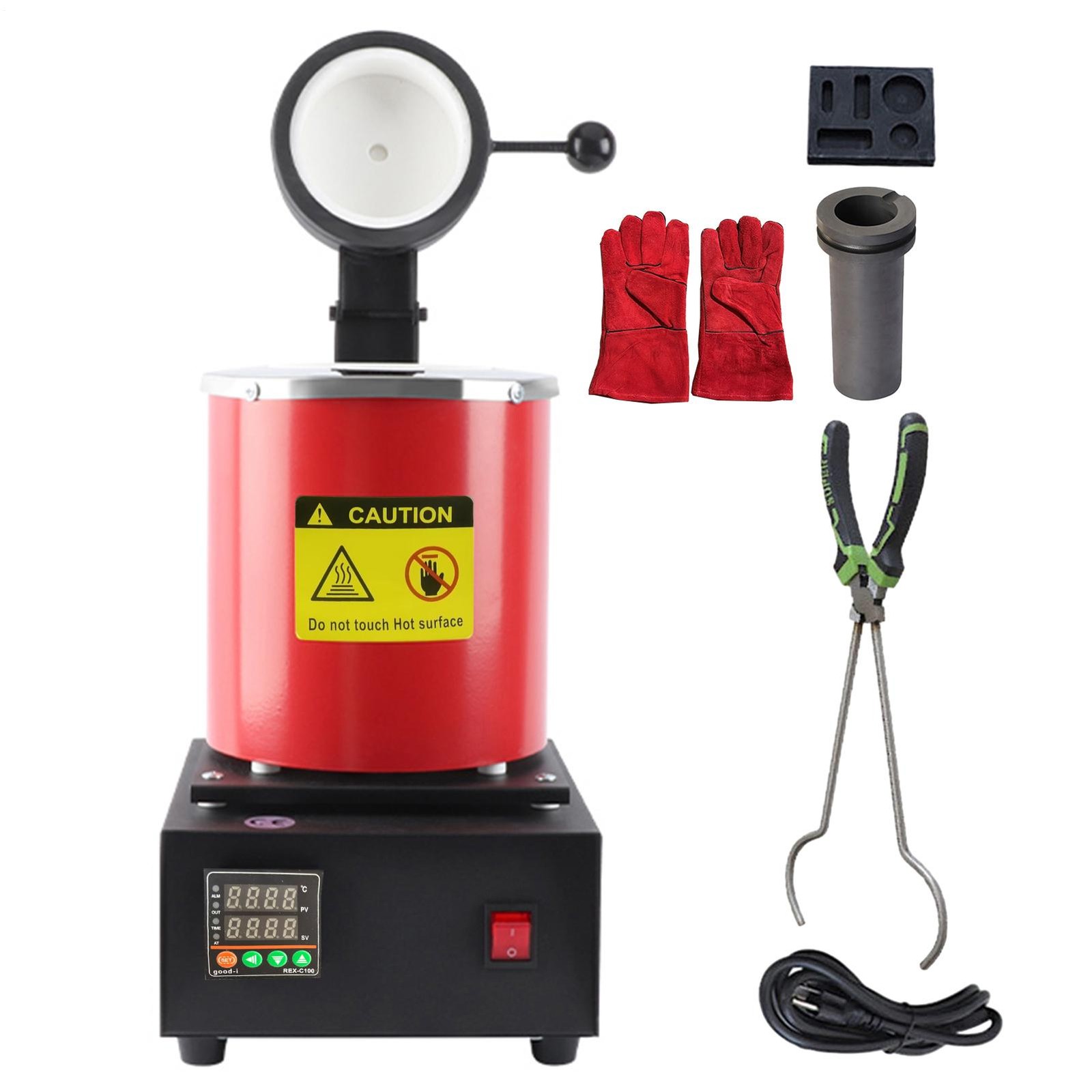 Upgraded Electric Metal Melting Furnace Kit w/ 3KG Crucible+Casting Ingot Mold–