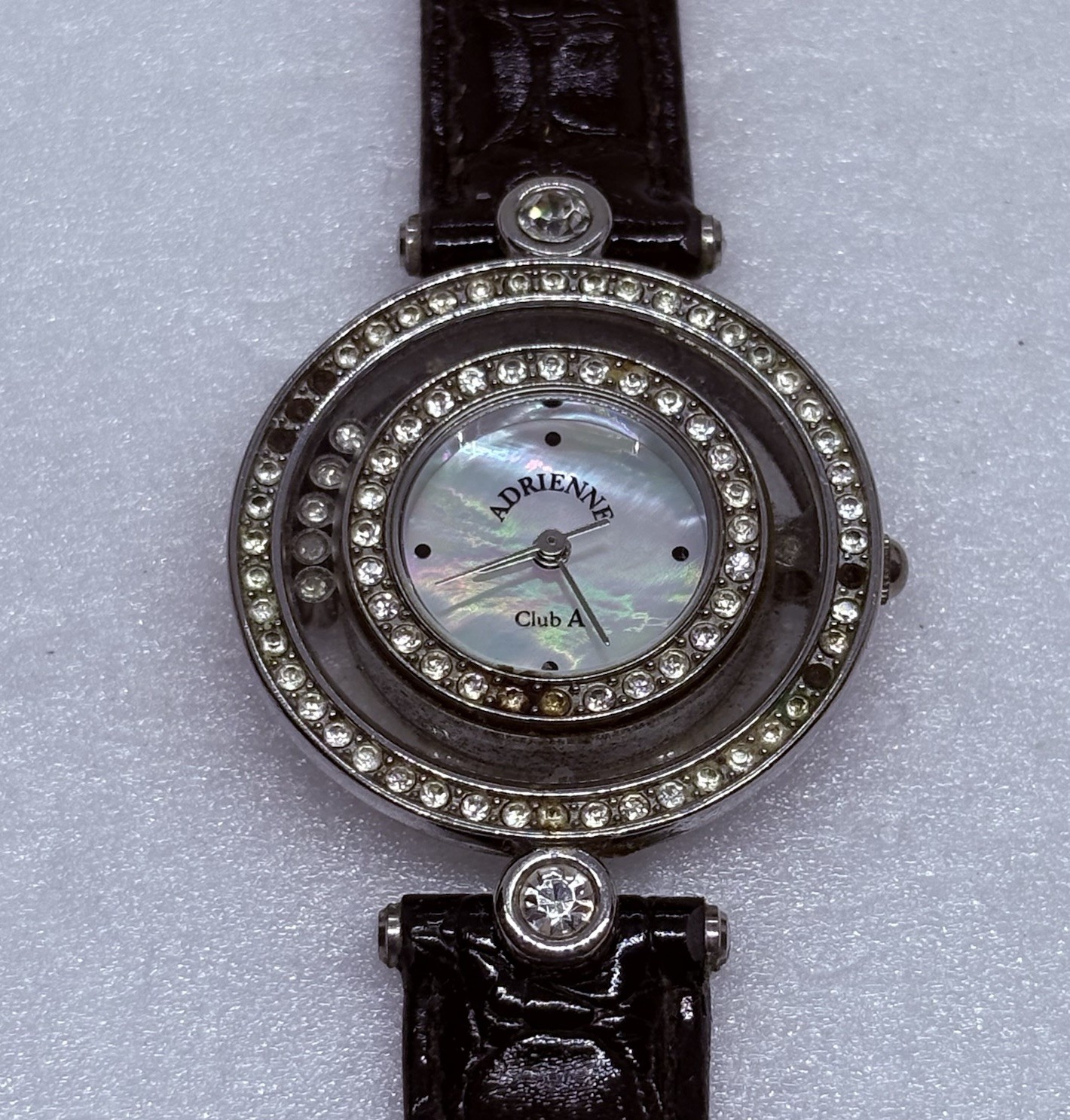 ADRIENNE Club A ADR048 Limited Edition Quartz Watch Black Leather Strap 18