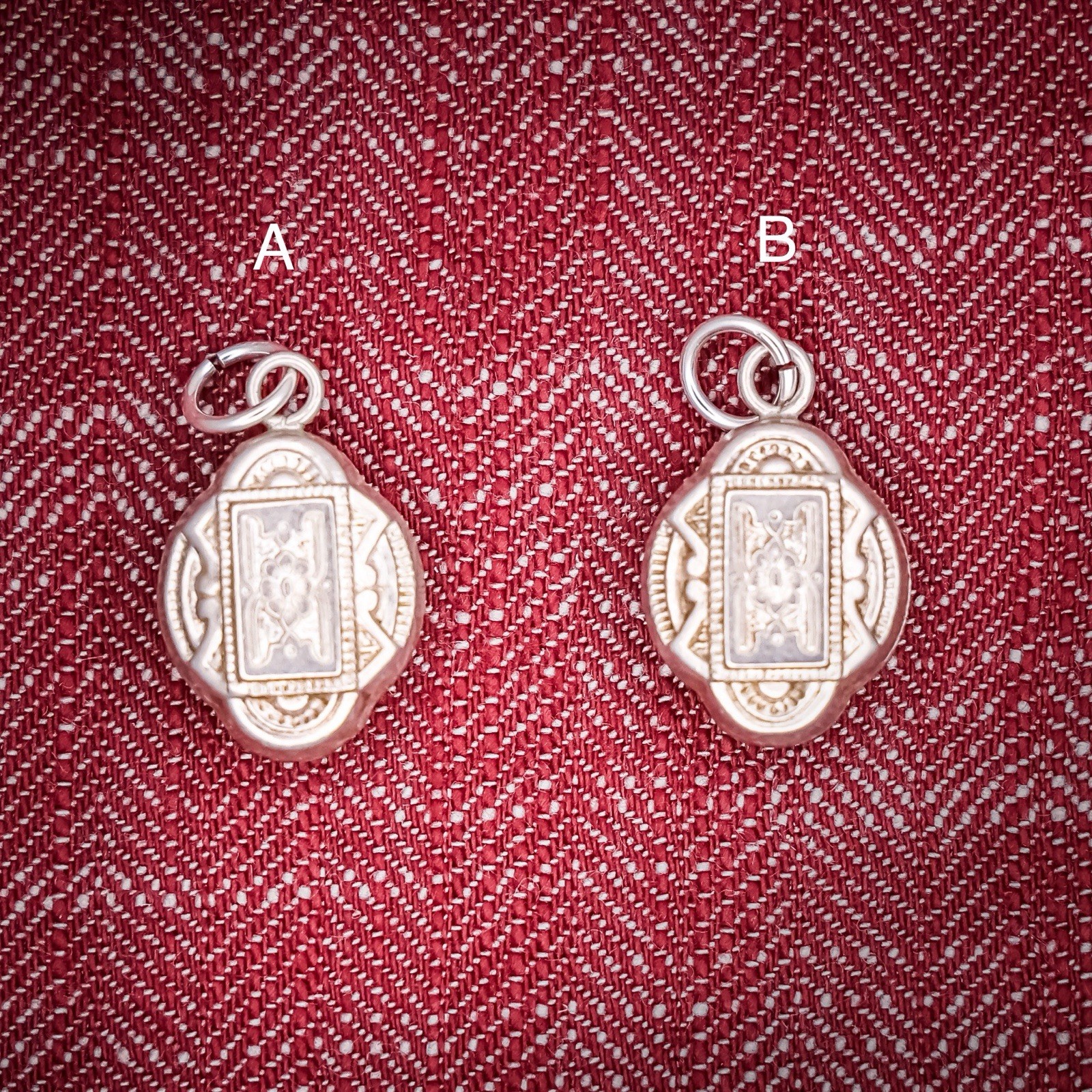 Antique French Puffy Quatrefoil Charm Sterling Silver Die Struck 19th Century