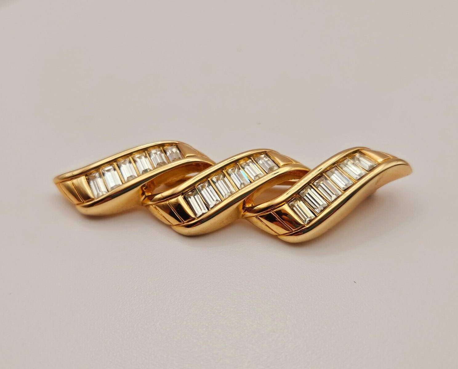 Beautiful S.A.L. Brooch Clear Cystal Baguette Stones