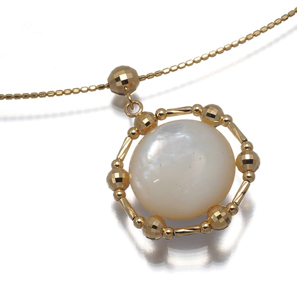 Mabe Pearl 12.3mm Mirror Ball Bead Omega Necklace 18K YG