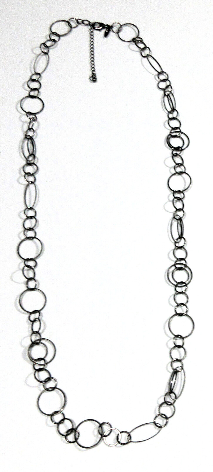 SIGNED NY & Co 37″ long chunky dark silver tone metal chain Necklace Jewelry