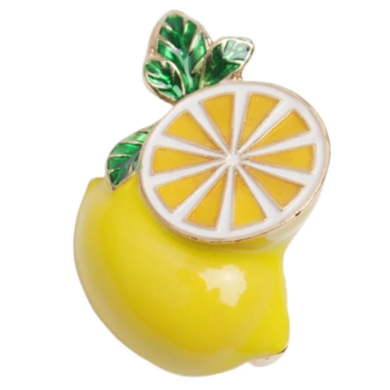 Fashion Lemon Brooch Enamel Alloy Fruit Shape Pin Mini Jewelry