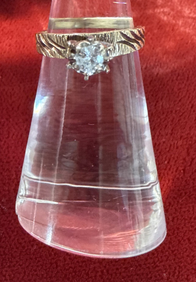 14k Yellow Gold Engage Ring Diamonds 6 Prong Setting Size 4.75 .25 ctw