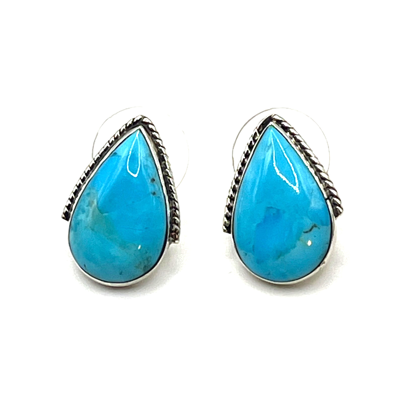 Turquoise Earrings 0.5″ Huggie Teardrop Philippines SW Style Sterling 925