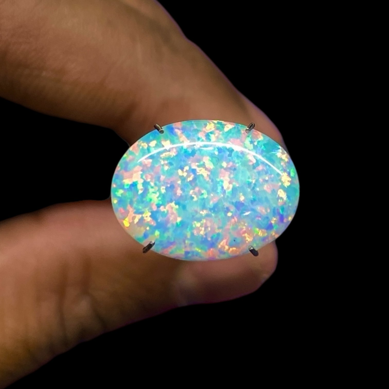 2.60 Cts Australian Opal 16x12mm Oval Cabochon AAA Quality Lab Created Gemstone