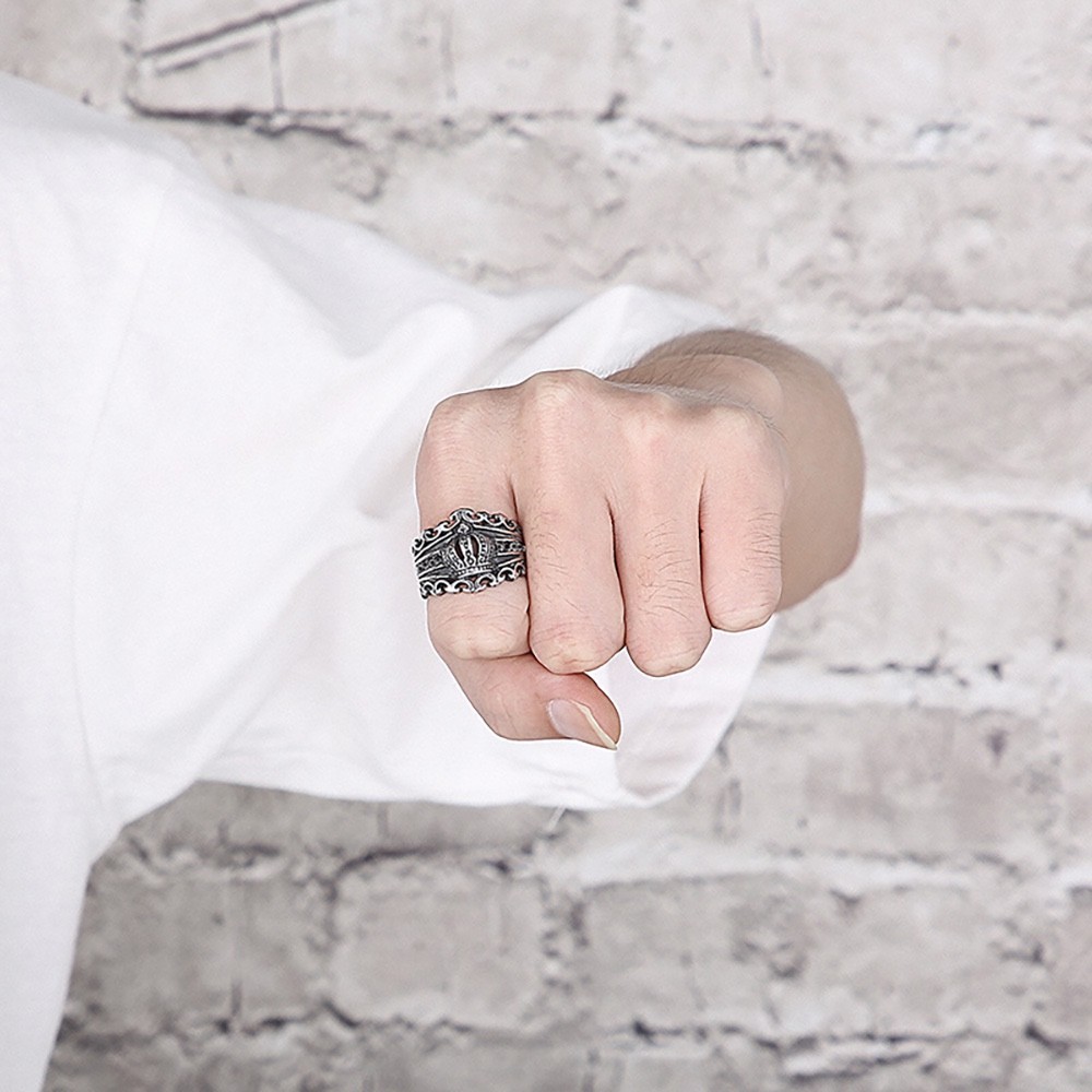 MENDEL Mens Black CZ King Crown Ring Men Stainless Steel Size 6 8 9 10 11 12-15