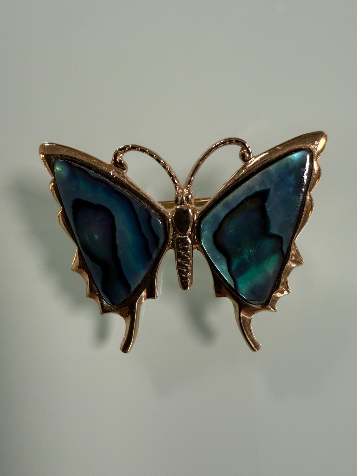 Vintage Gold-plated Paua Shell Butterfly Brooch – Small
