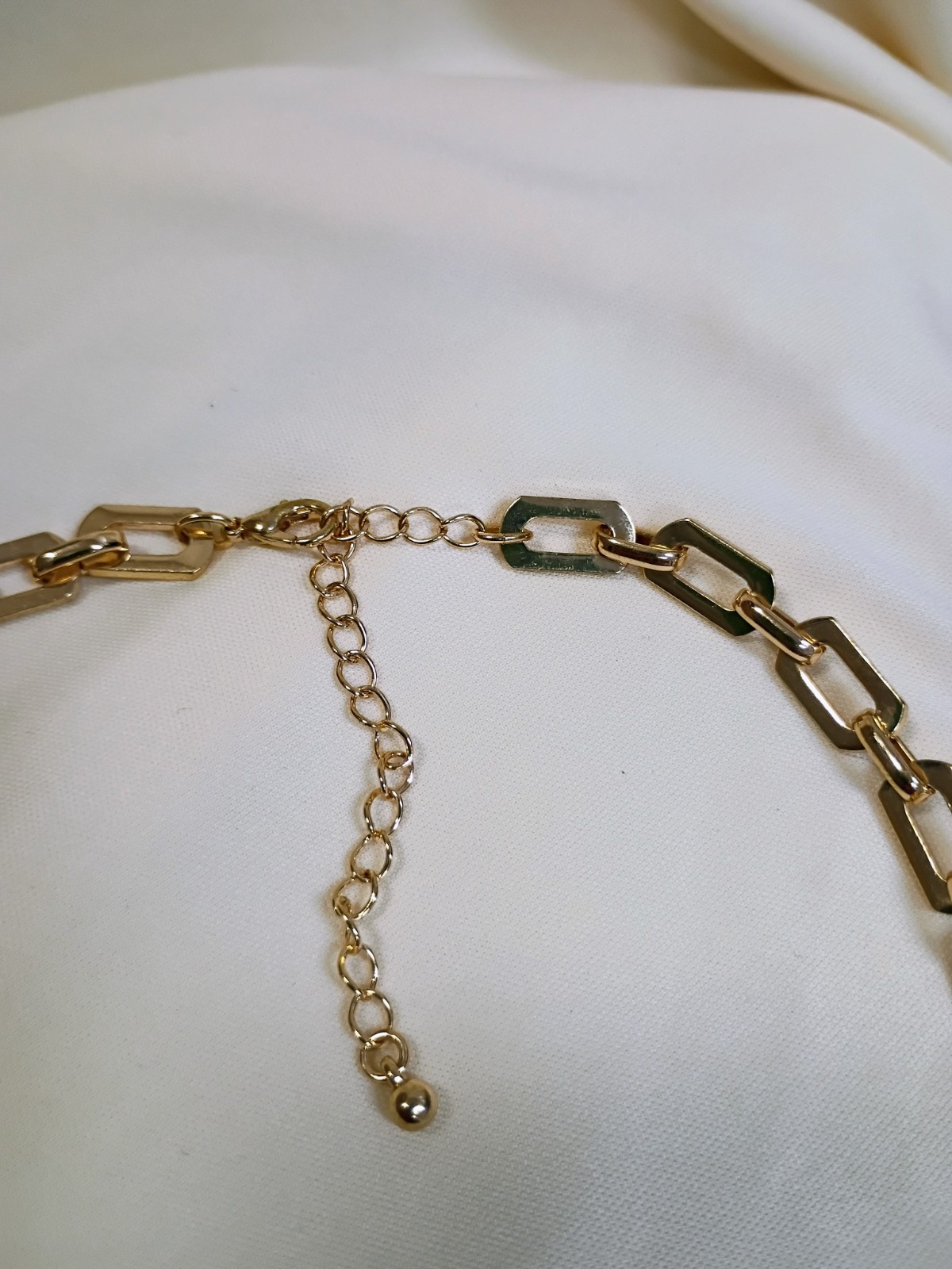 Gold Tone Metal Link Chain Necklace 18in Lobster Clasp Adjustable Extender