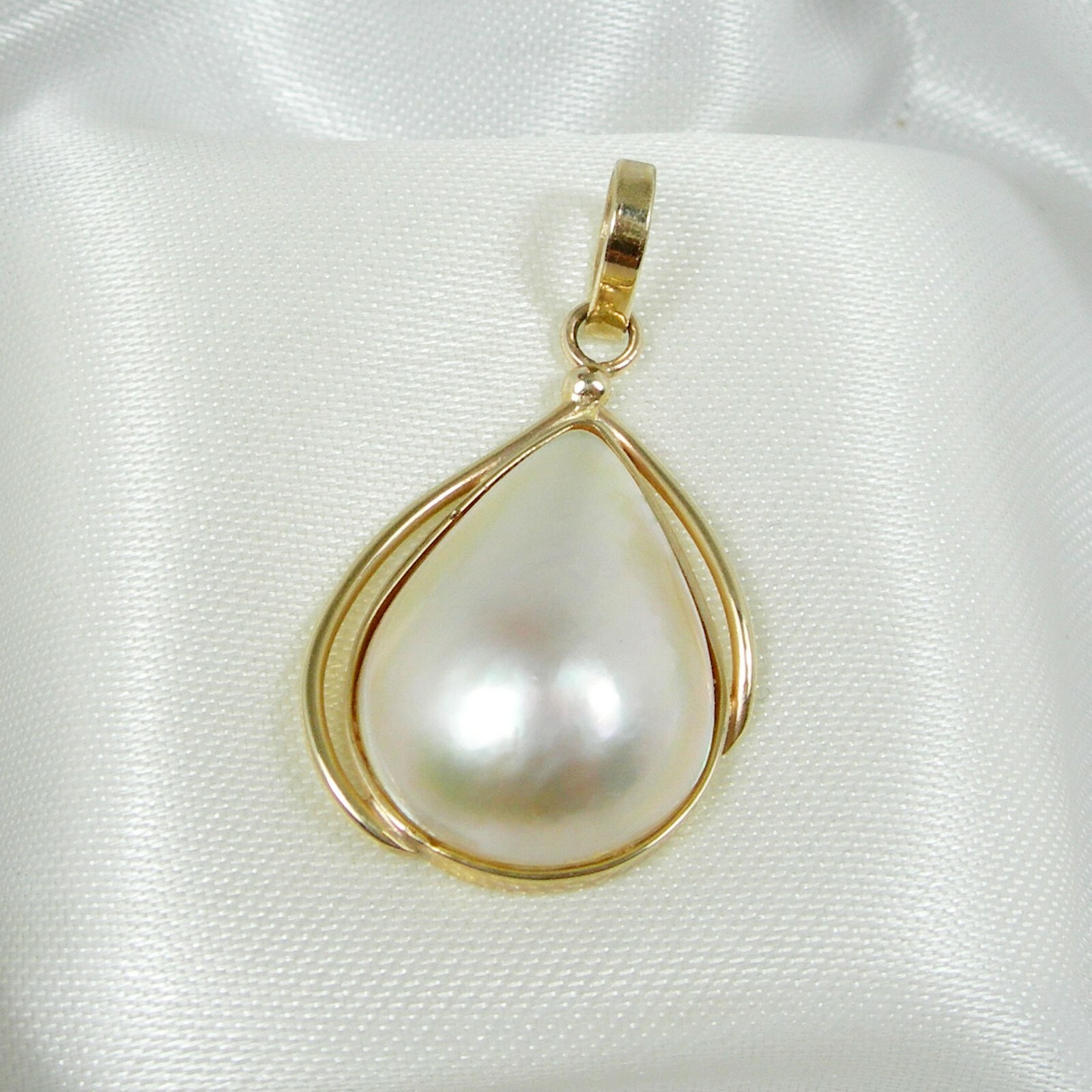 17×13 18×14 mm Teardrop Australian Mabe Pearl Pendant Genuine 375 9k Yellow Gold