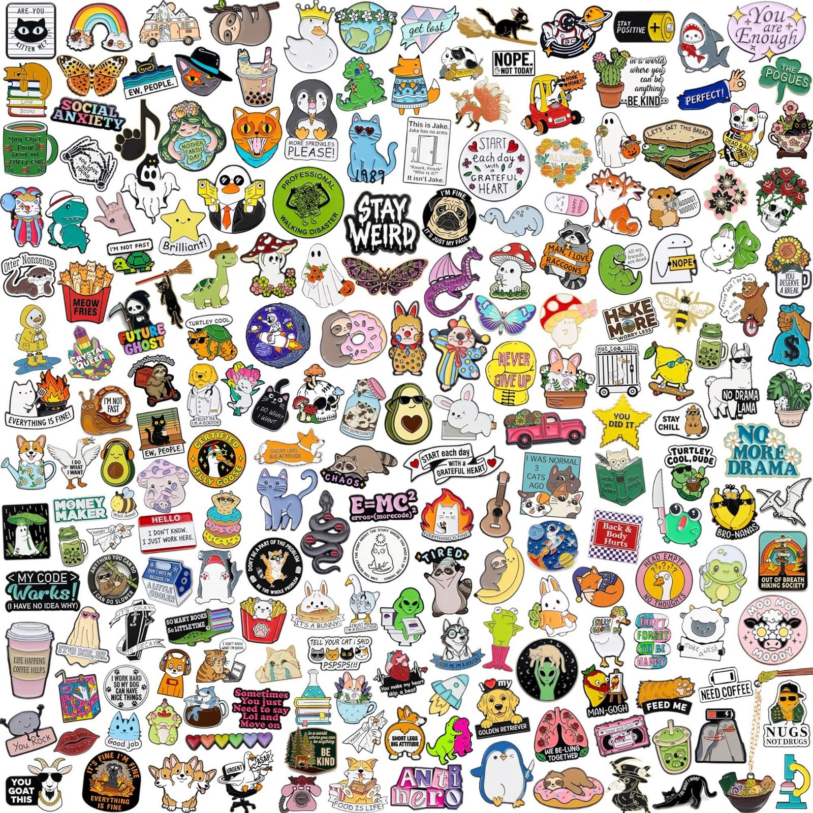 Cute Enamel Pins Set – 20/40/50 PCS Funny Backpack & Hat Lapel Badges, Aesthetic