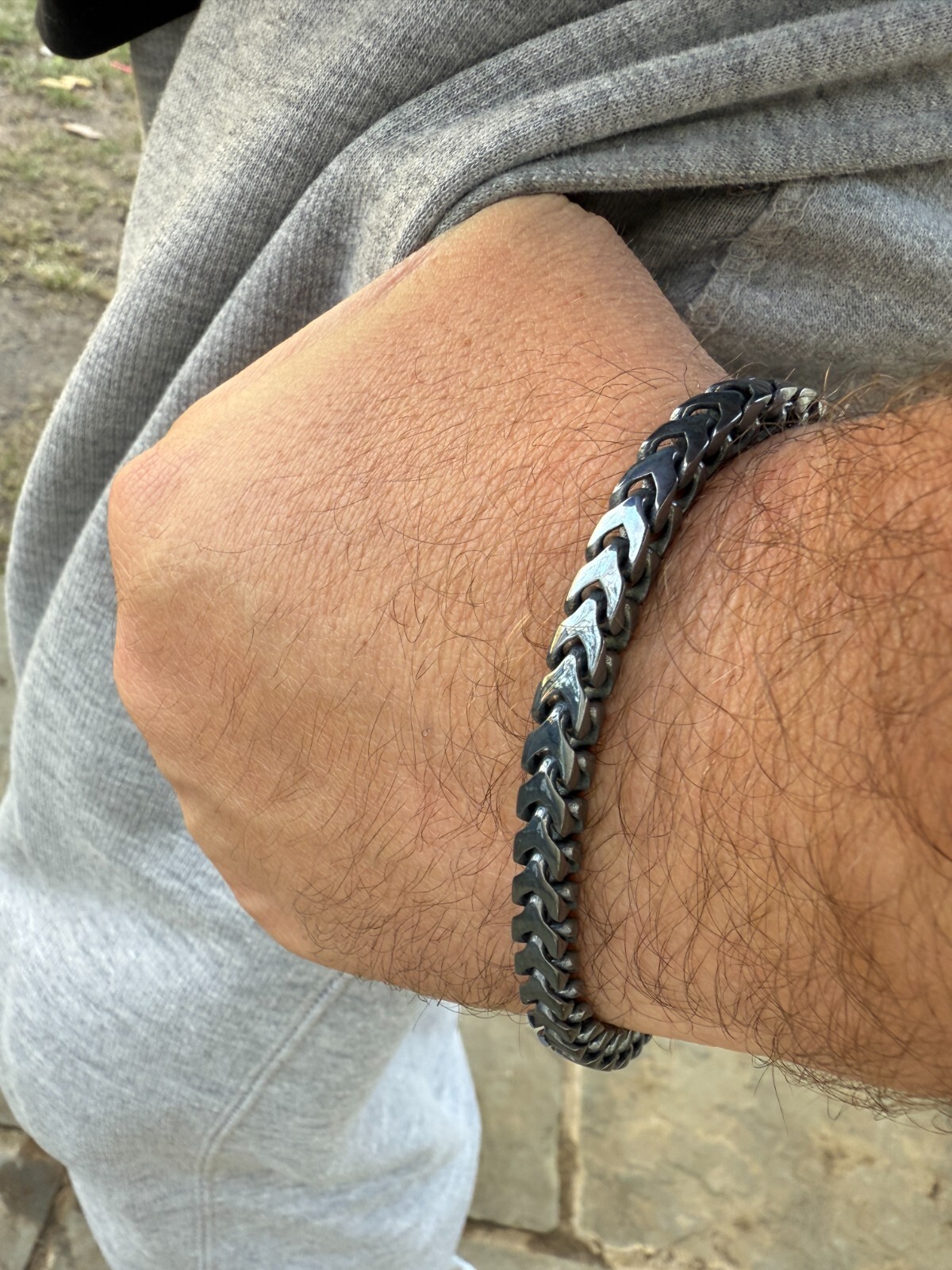 Handmade Mens Franco Bracelet Black Rhodium Over Real 925 Silver Box Lock 6mm