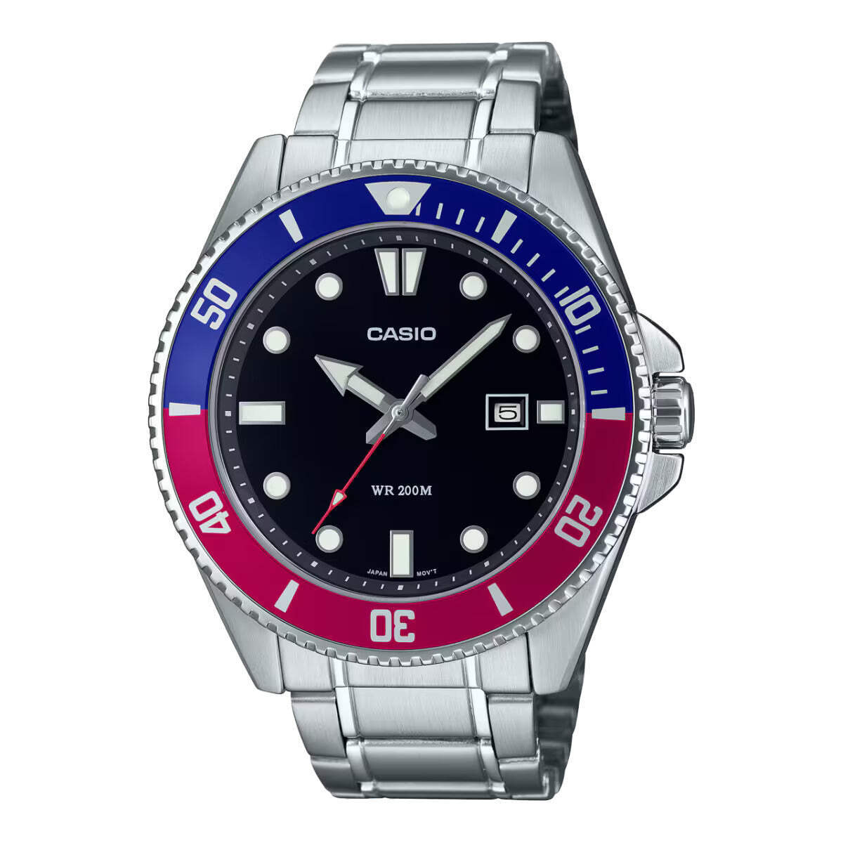 CASIO MDV-107D-1A3 “DURO” BLACK/RED PEPSI QUARTZ ANALOG WATCH
