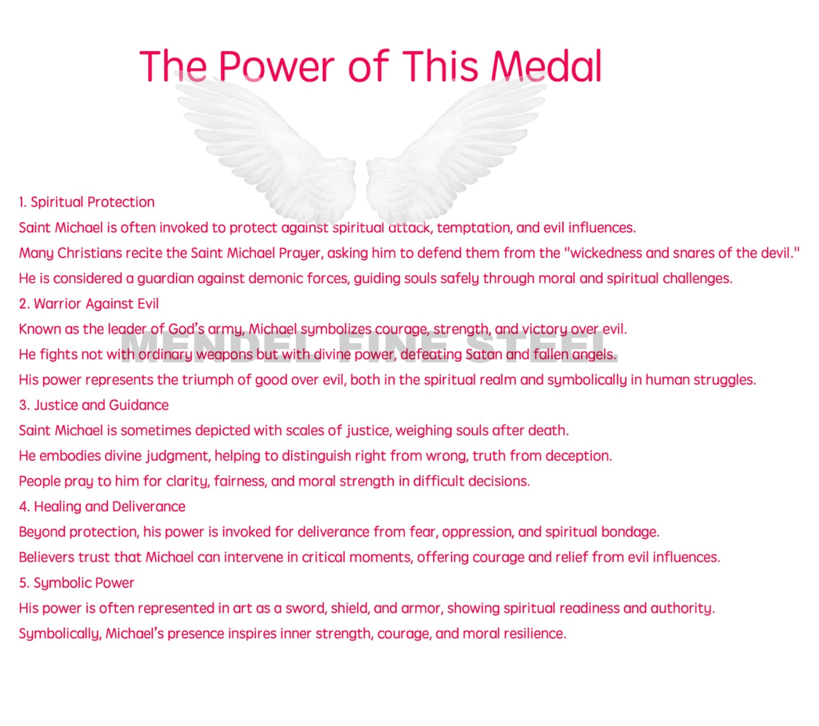 MENDEL Mens Christian Shield Cross Archangel Angel Michael Pendant Necklace Men