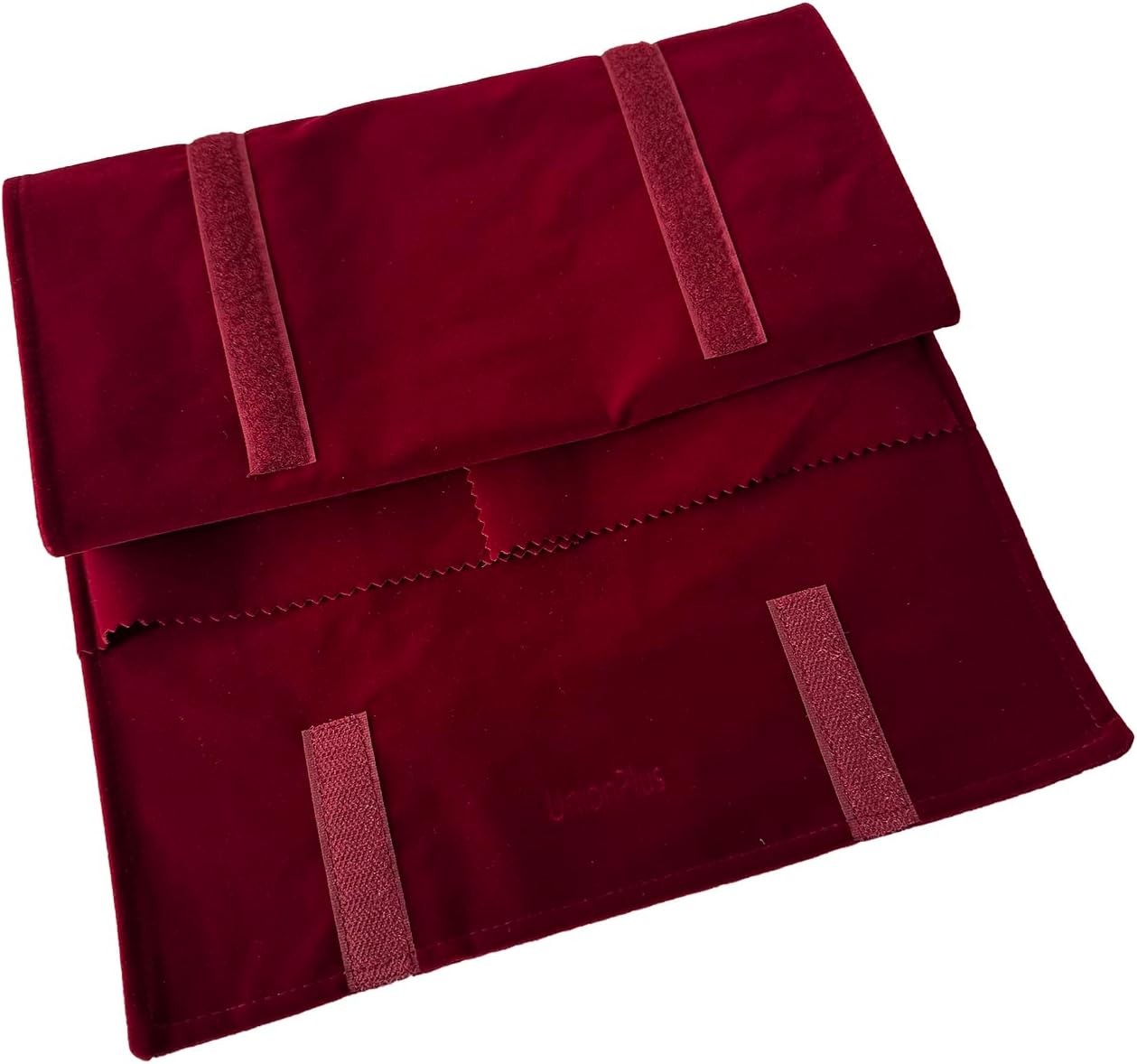 UnionPlus Velvet Travel Jewelry Roll Bag Organizer for Medium, Burgundy