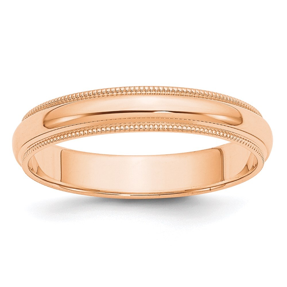 10k Rose Gold 4mm Milgrain Half Round Wedding Band Ring Size 12.5