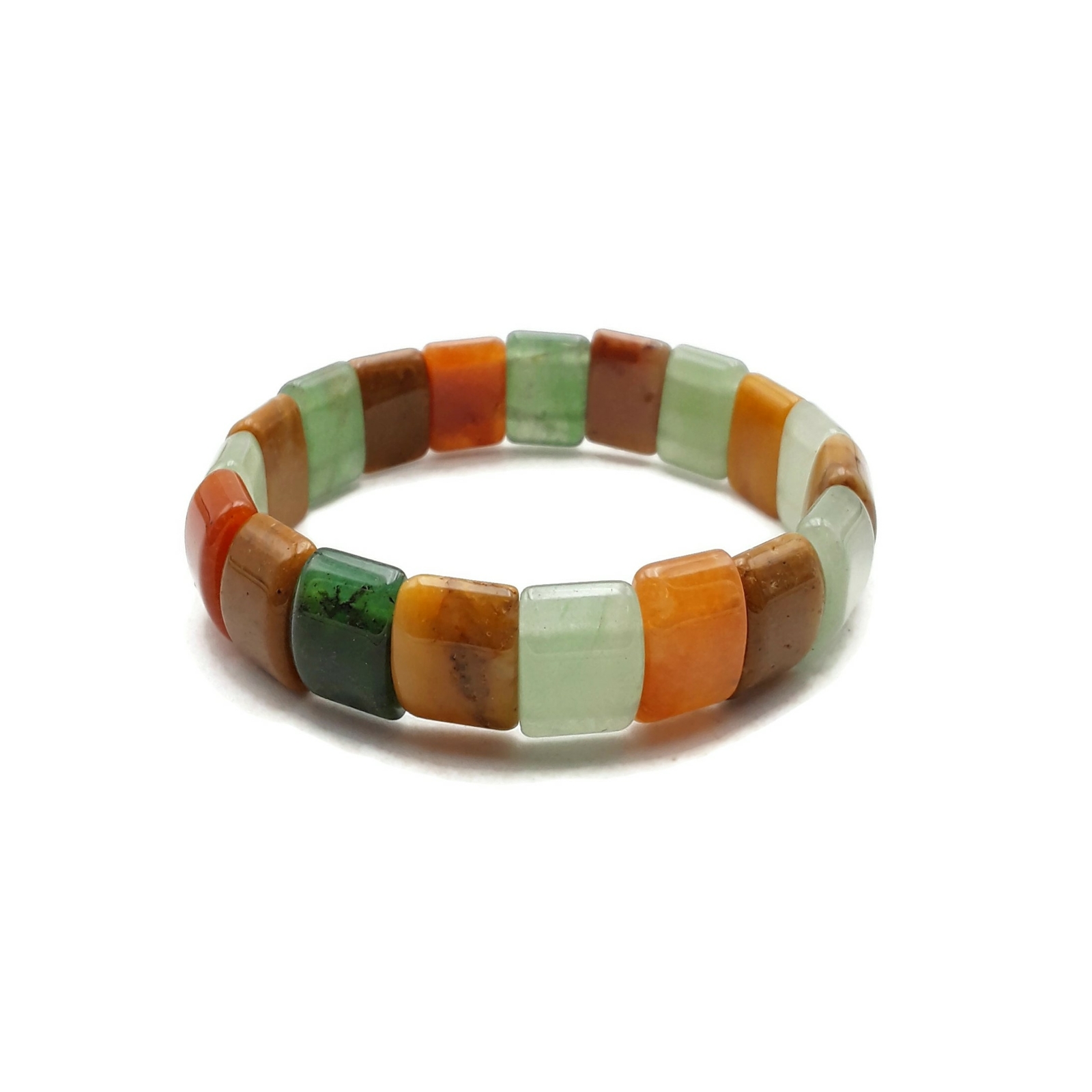 Multi Jade Double Drill Bracelet Size Approx 10x25mm Length 7.5″ (10x25mm)
