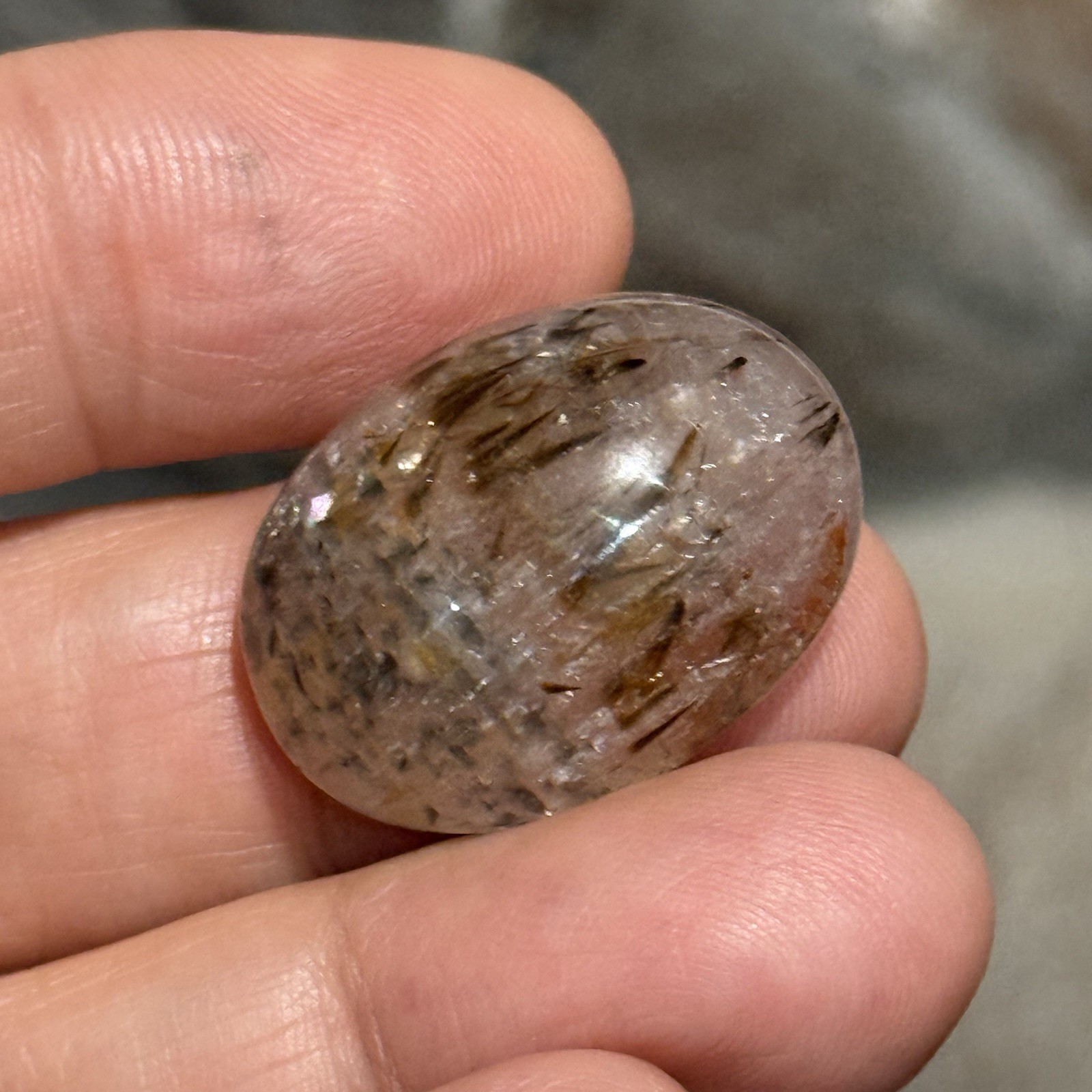 35ct 25.5x19x9.5mm Smooth Oval Cacoxenite Cabochon High Dome Power Stone