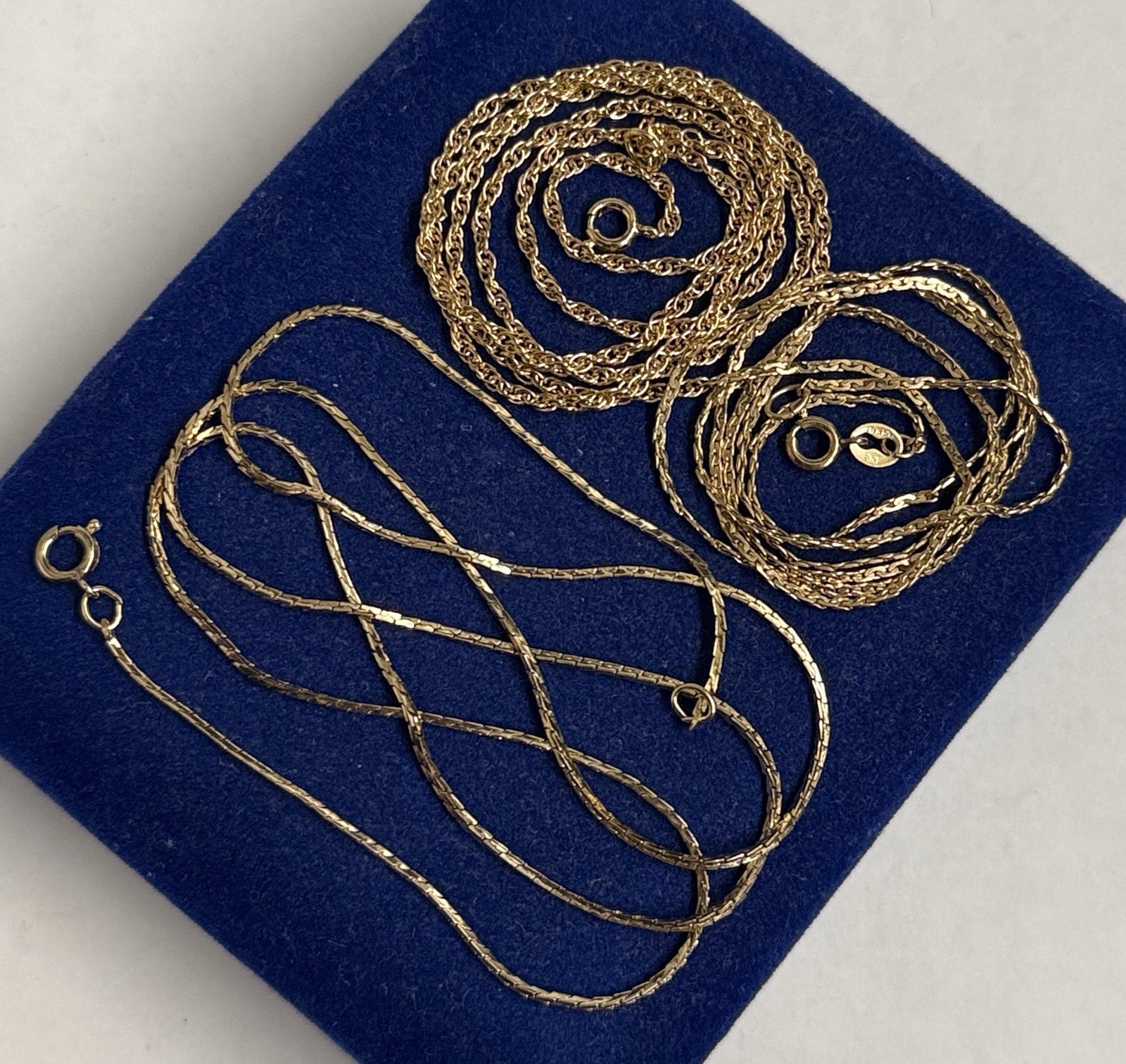3x 20.5” Vintage GOLD FILLED Mix Size Wheat Rope C Link Gf Necklace LB Vtg