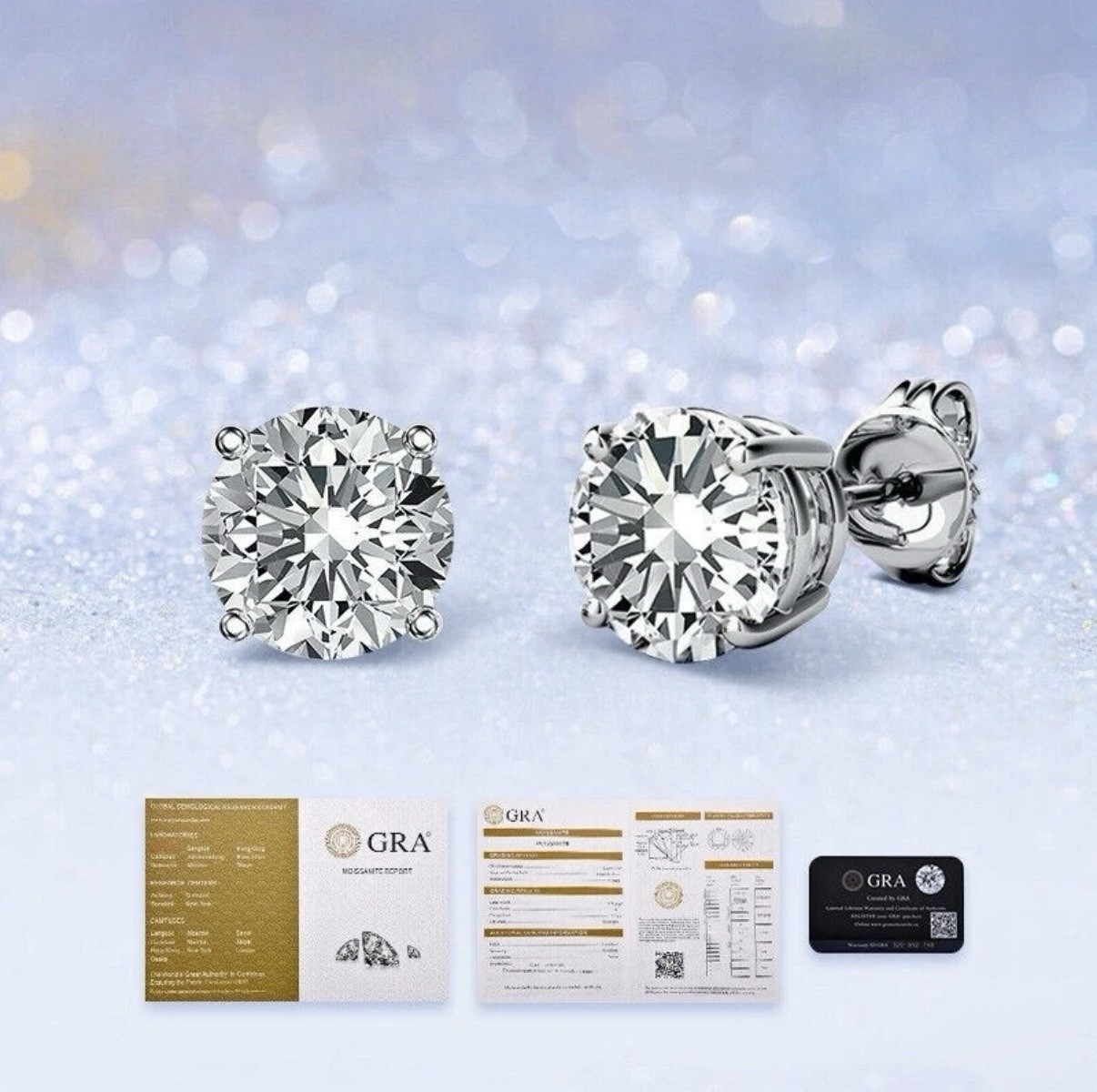 1 Ct Round VVS1 Certified Moissanite Solitaire Stud Earrings 925 Silver D Grade