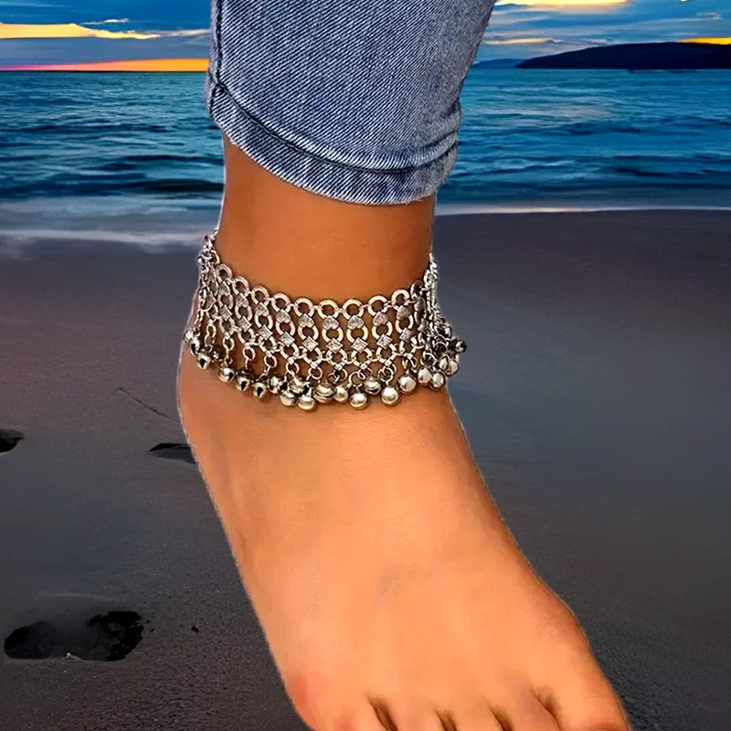 Accessories Ankle Bracelets Women Bohemian Retro Bell Tassel Chain Foot Jewelry