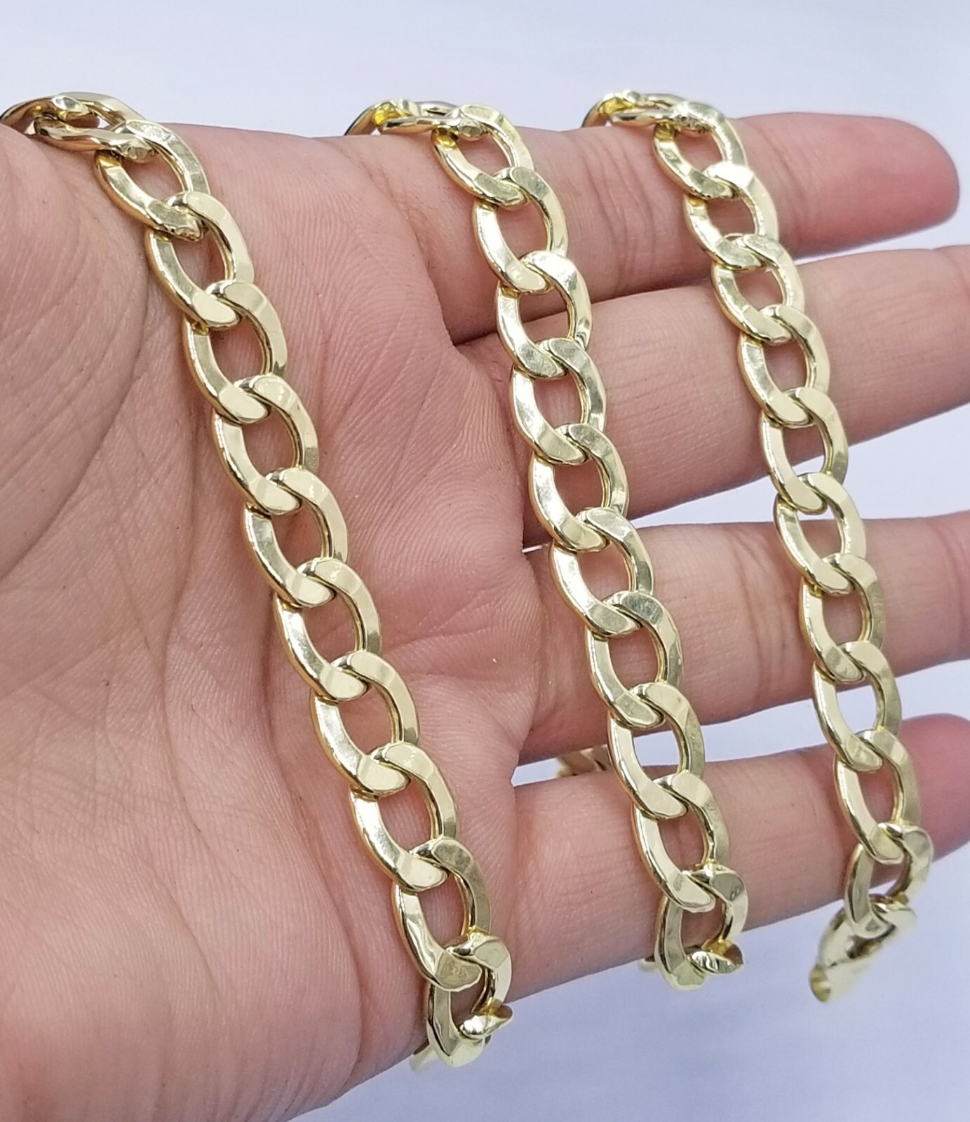 10K Yellow Gold Cuban Curb Link chain 10mm Necklace 18″-26″ Men Women