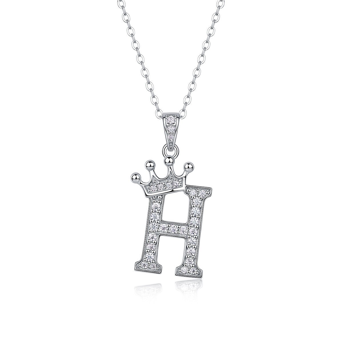 D Color Moissanite 26 Letter Pendant Necklace 925 Sterling Silver Pass Tester