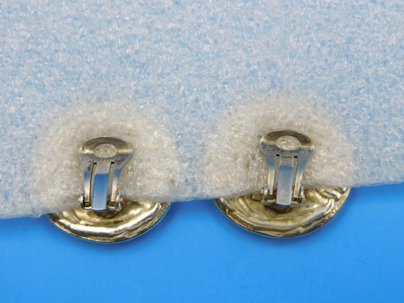 Vintage Silver Plated Button / Disc Style Clip on Earrings
