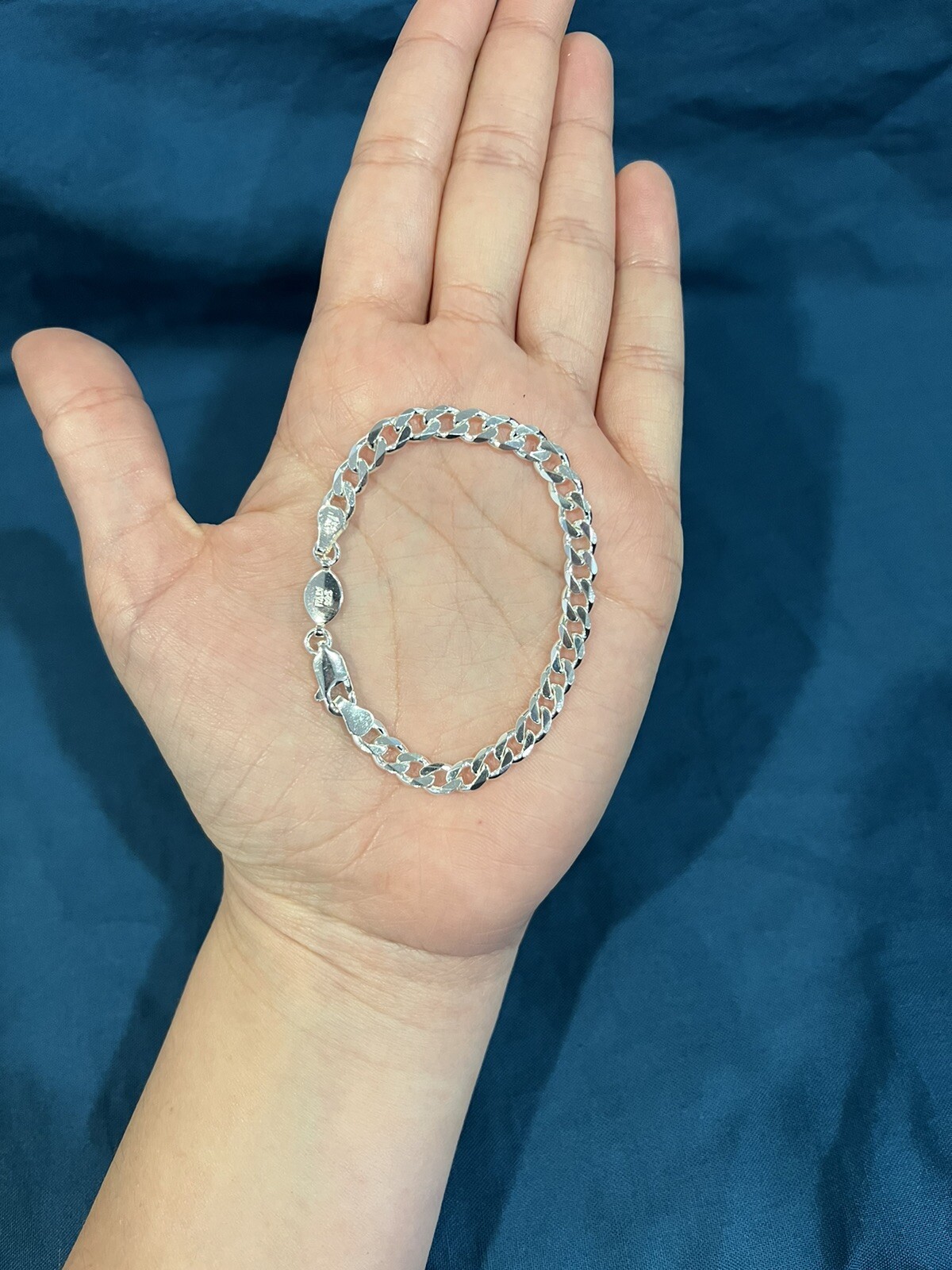 925 Sterling Silver Men Boys Girls Women Curb Cuban Link Chain Bracelet 7″ B