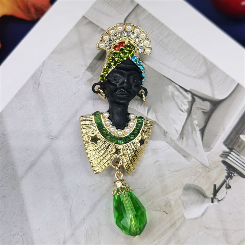 Vintage Antique Style Design Gem Brooch Men Women Party Dress Accessories