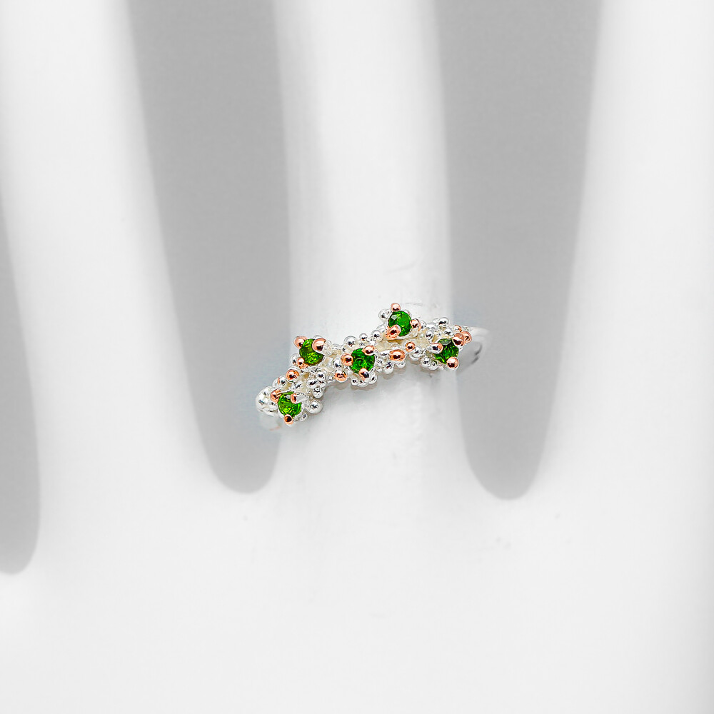 Not Enhanced Natural Chrome Diopside 925 Sterling Silver ring /RVS263