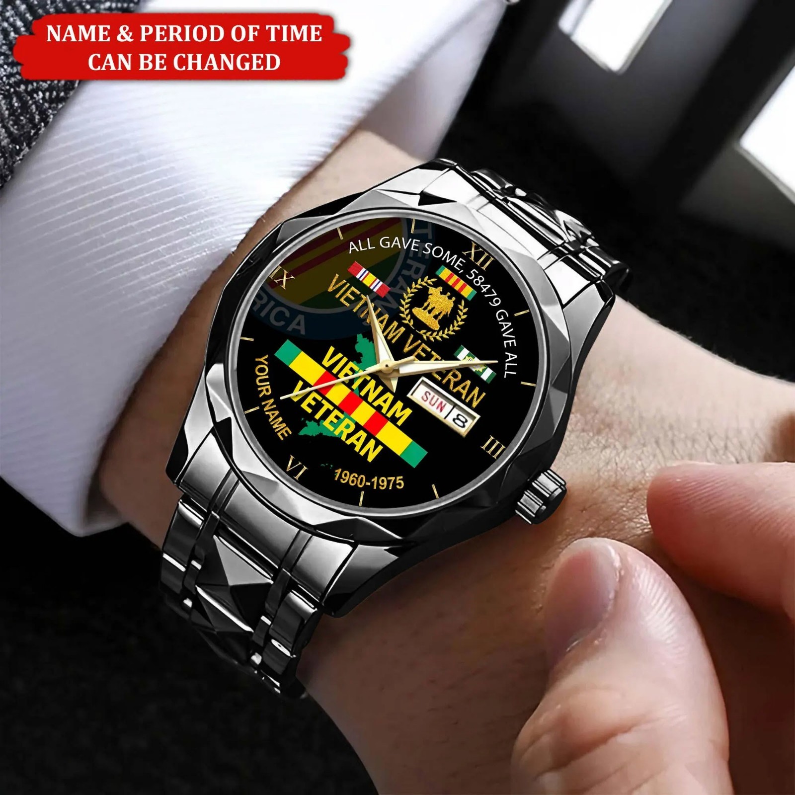 Personalized Vietnam Veteran Watch Military Gift Father’s Day Grandpa Present ne