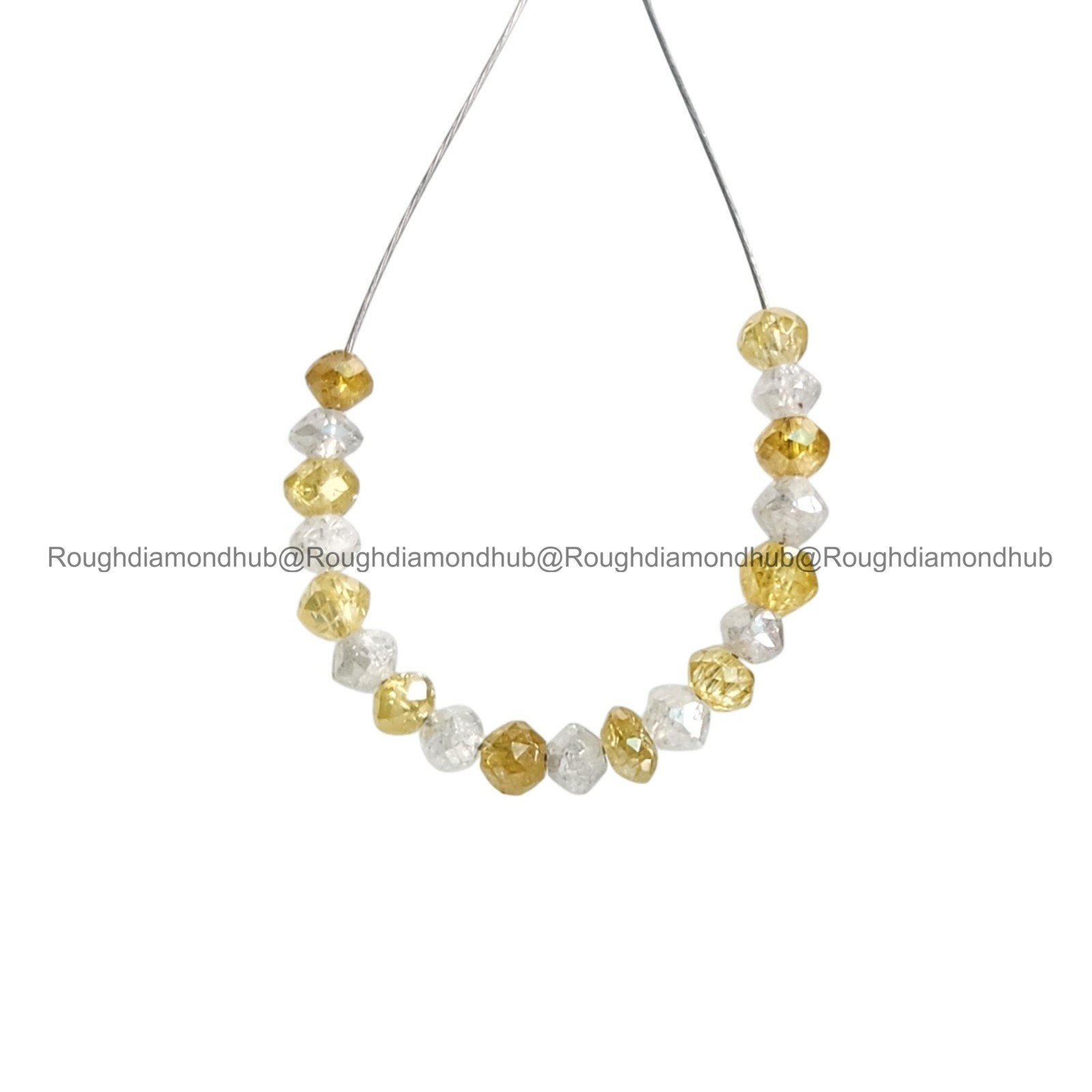 1.03 Ct Natural Yellow White Round Loose Diamond Beads wt Drilled Hole
