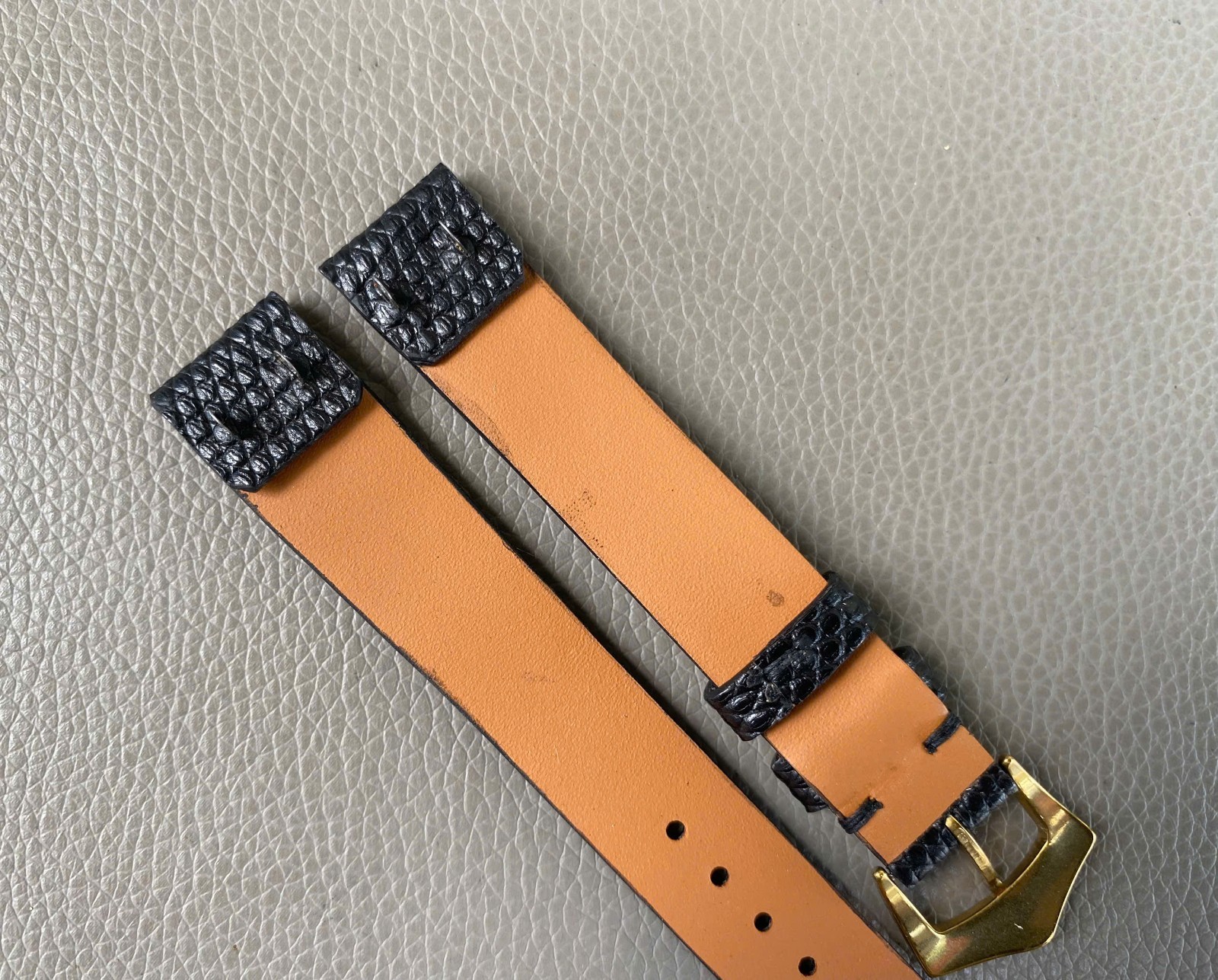 Open Ended Black Genuine Lizard Leather Watch Strap size 12 13 14 15 16 17..26mm