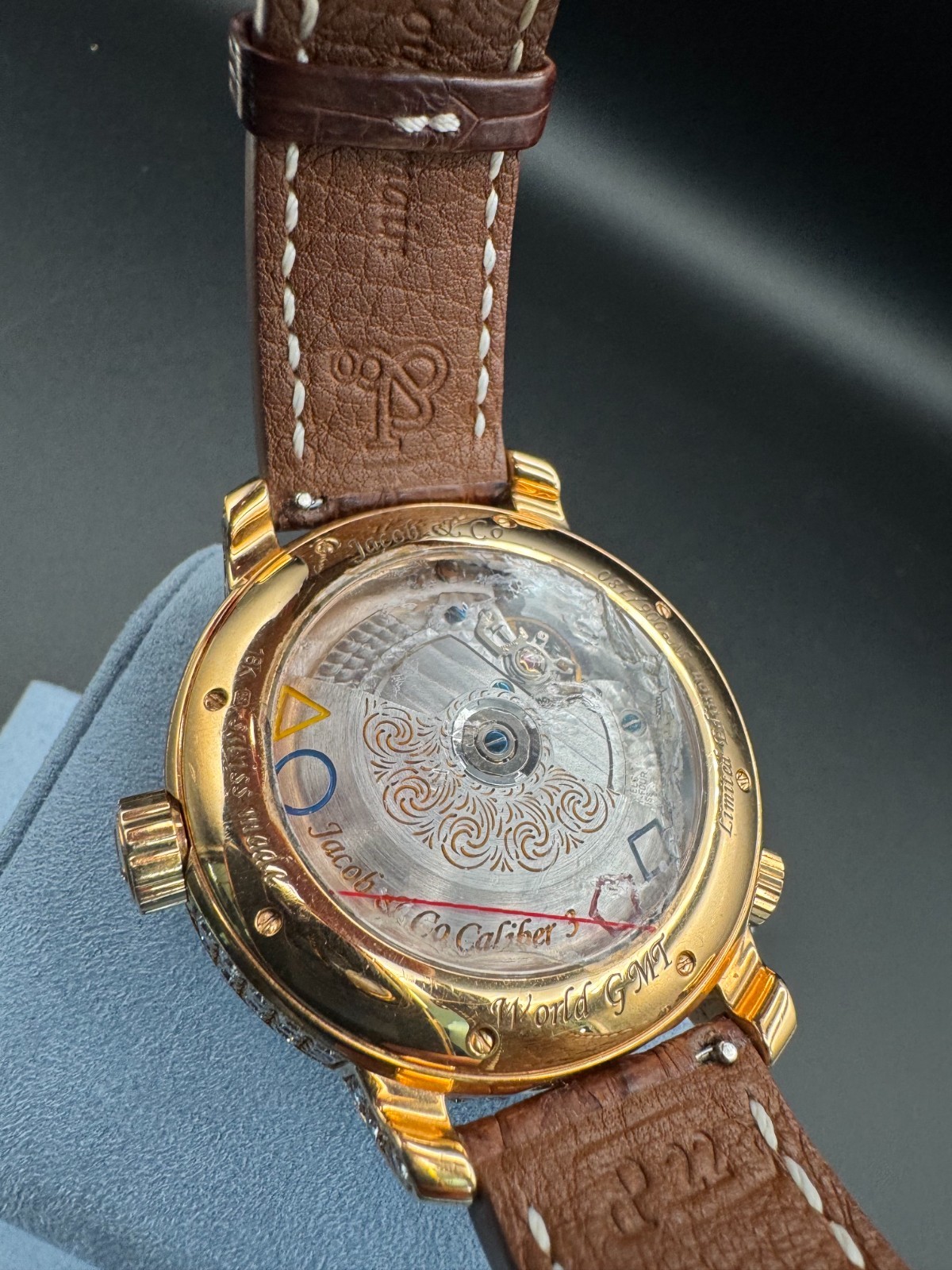 Jacob & Co. Automatic Men’s Watch Rose Gold Case Leather Strap Authentic Luxury