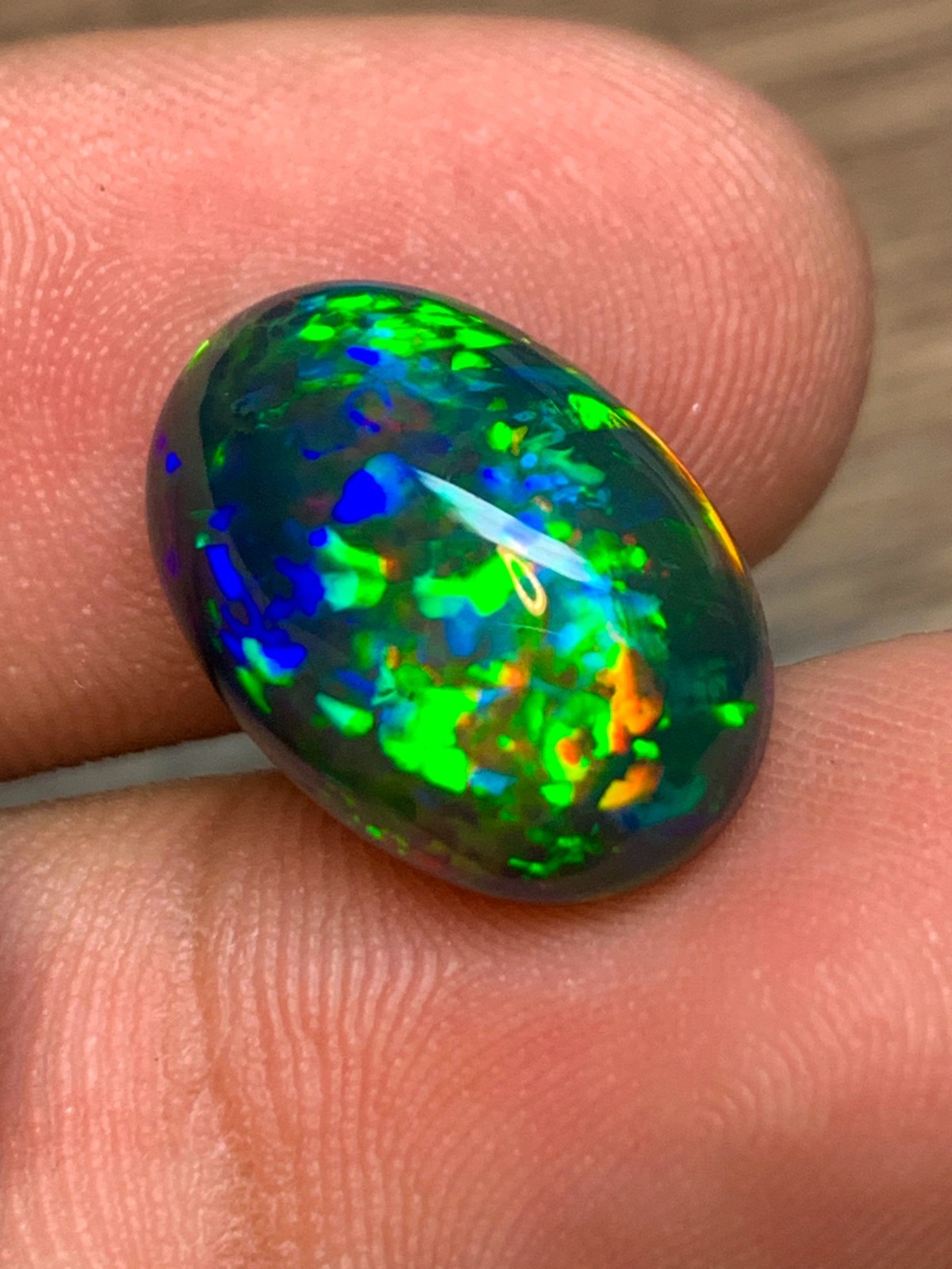 Ethiopian Black Opal Honeycomb Pin Fire 5.85 Carat Oval Cabochon Loose Gemstone